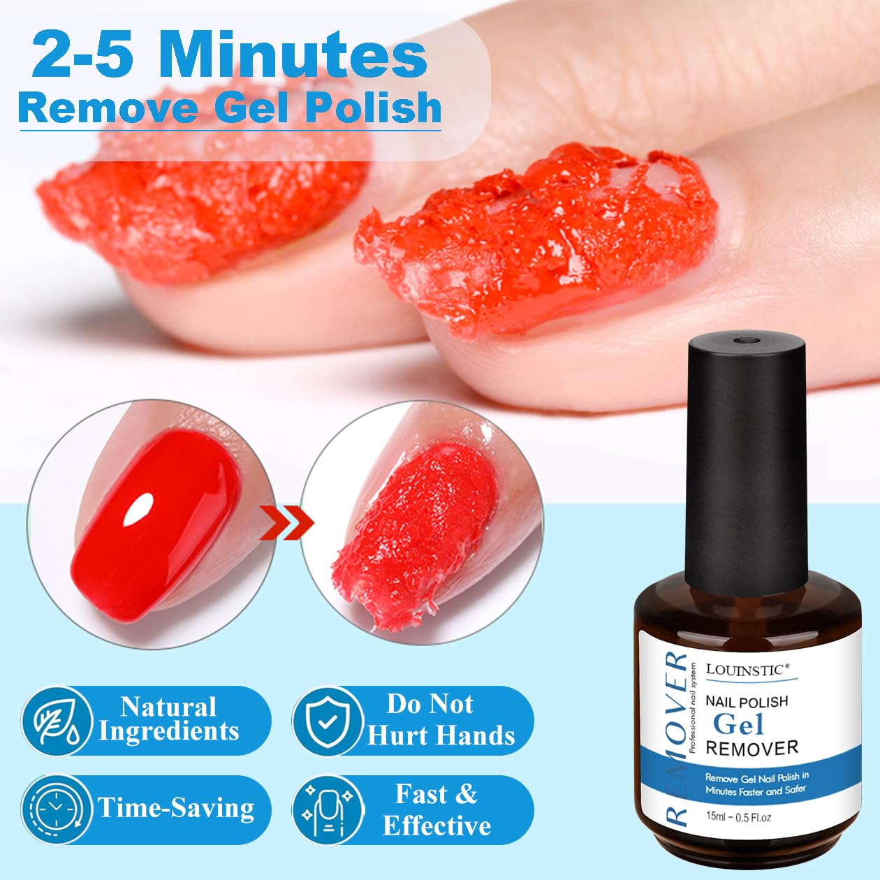 Gel Polish Remover & Cuticle Oil for Nails & Gel Nail Brush Cleaner & Colorful Nail Polish Remover Tools & Glass