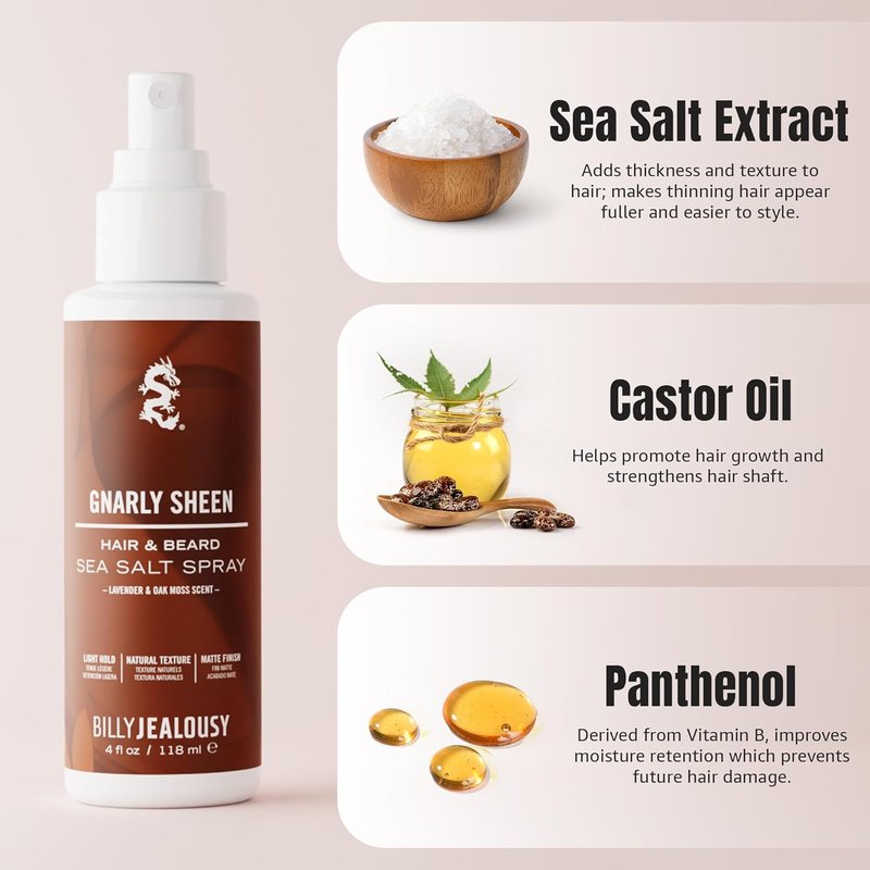 Billy Jealousy Sea Salt Spray - Texturizing & Volumizing Hair Spray for All Hair Types | 4 oz