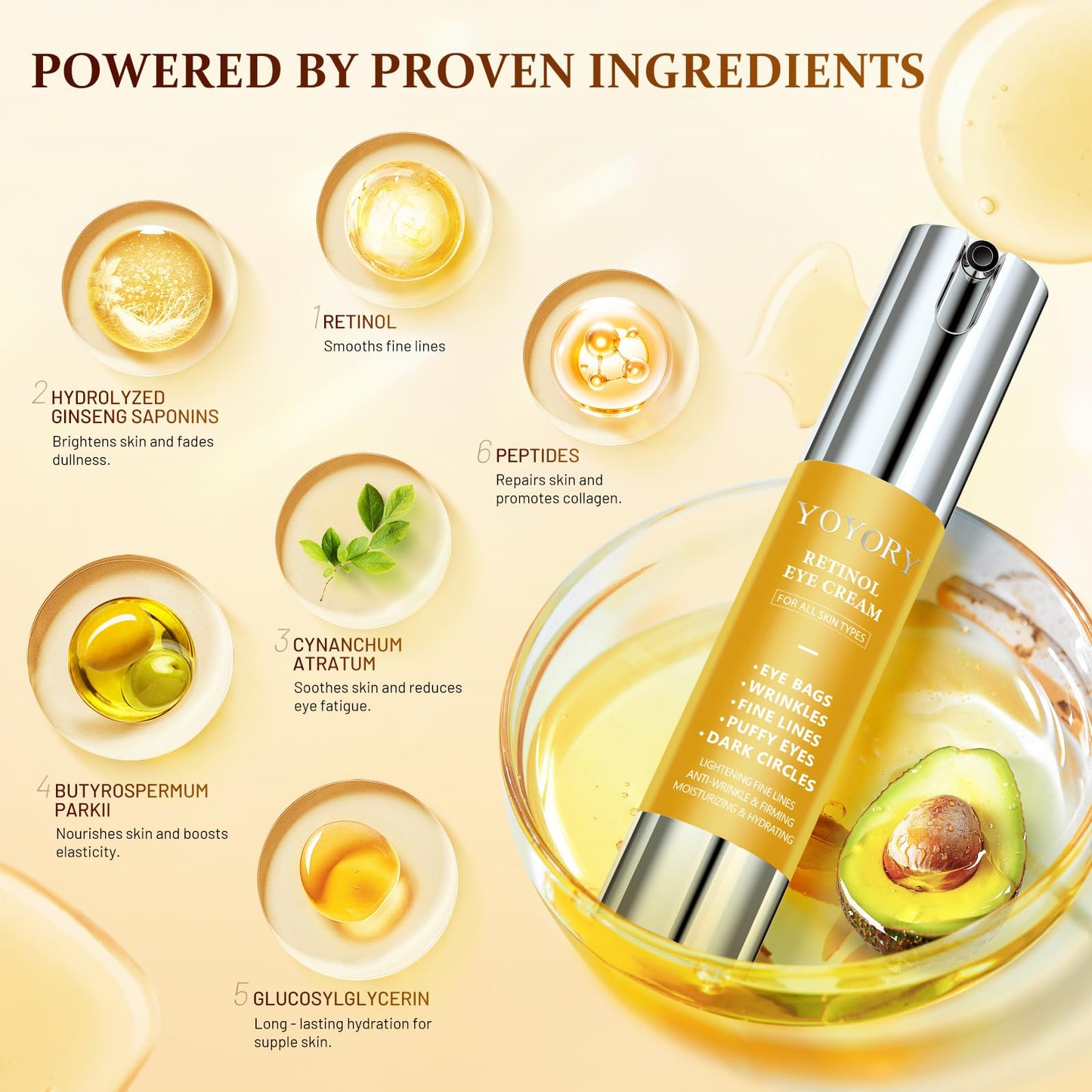 YOYORY Eye Cream for Dark Circles - Rapid Under Dark Circles,Wrinkles