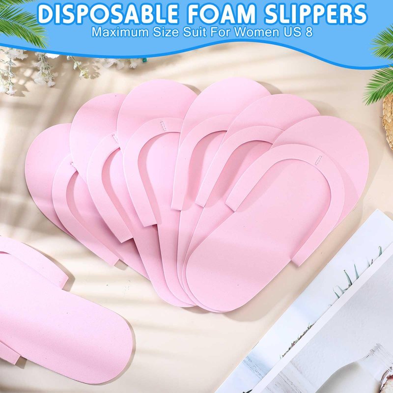 JenPen 60 Pairs Disposable Pedicure Slippers Foam Spa Pedi Flip Flops Bulk Foldable Pedicure Slippers Sandals Shoes for Guest Women Men Salon Spa Hotel Shower Foot Nail Party Supplies(Pink)
