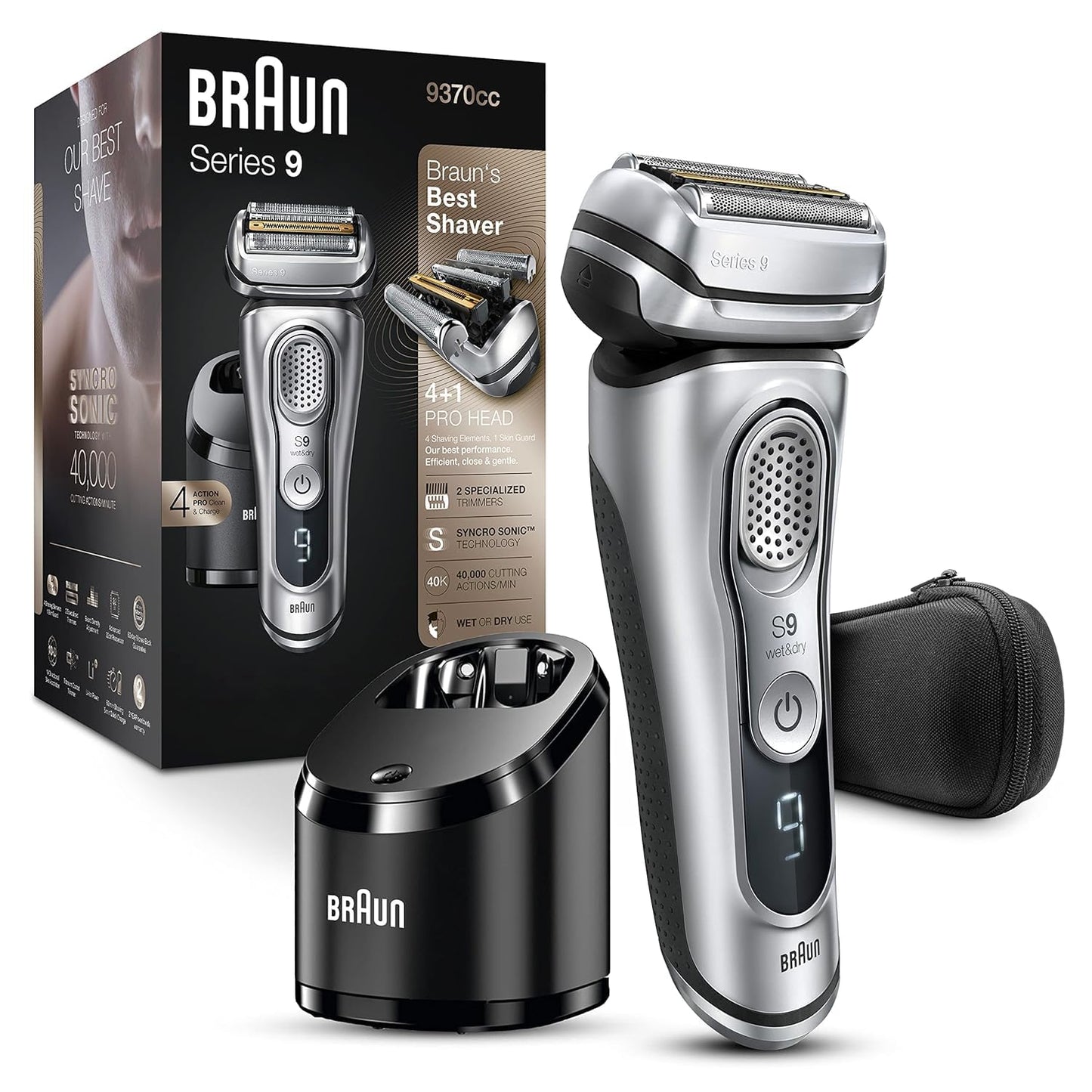 Braun Electric Shaver Head Replacement Part 92B Black, Compatible with Series 9 Electric Razors for Men