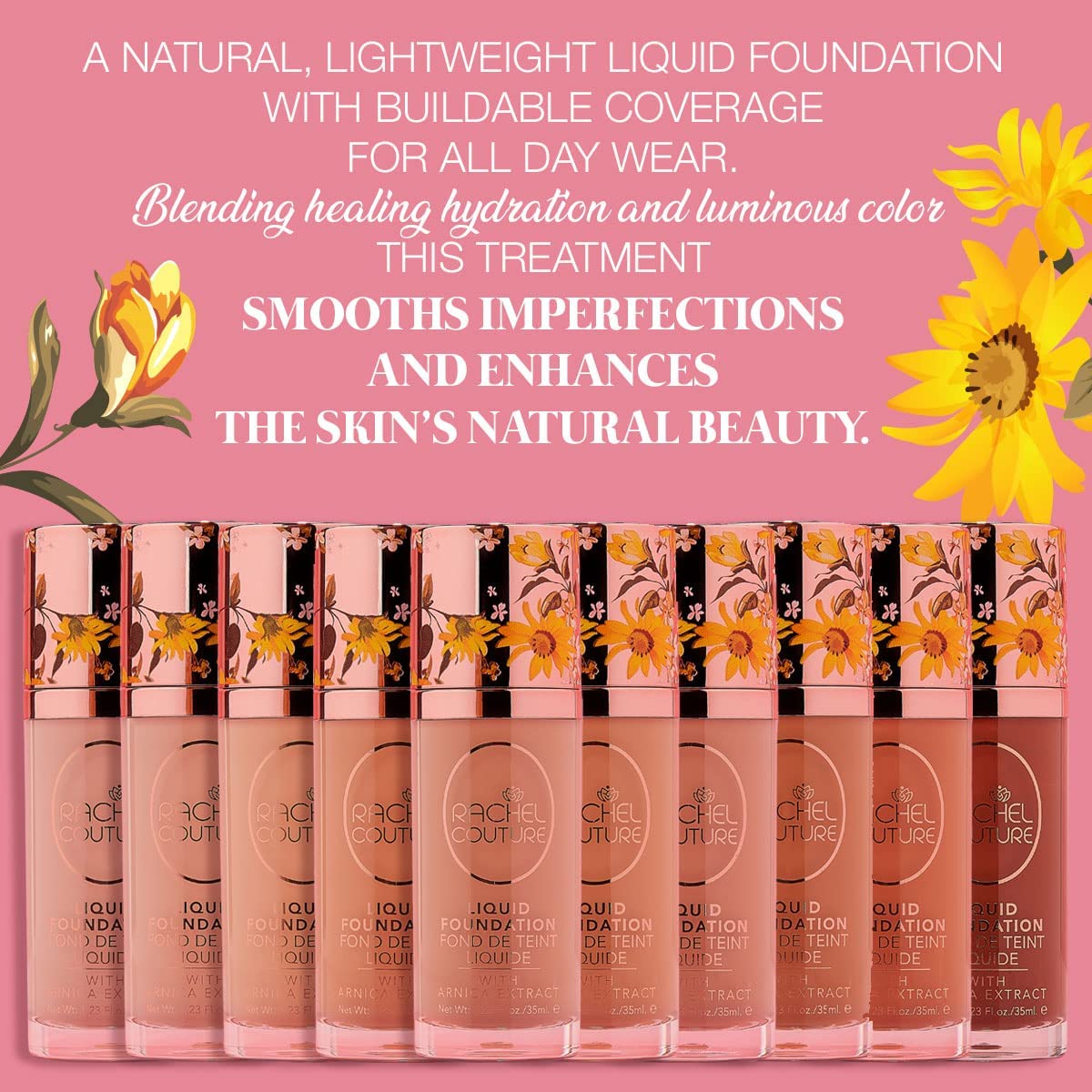 Liquid Foundation & Blush Bundle - Vegan, Cruelty-Free, Infused with Arnica & Hibiscus | Cashew & Sunset Shades