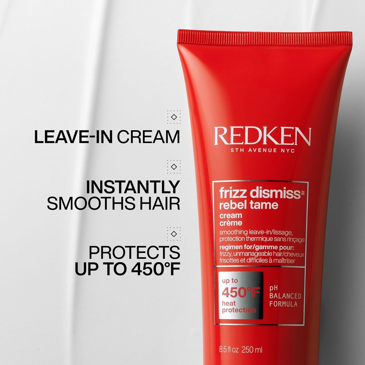 Redken Frizz Dismiss Rebel Tame Leave-In Cream - Heat Protection for Frizzy Hair | 5.1 oz