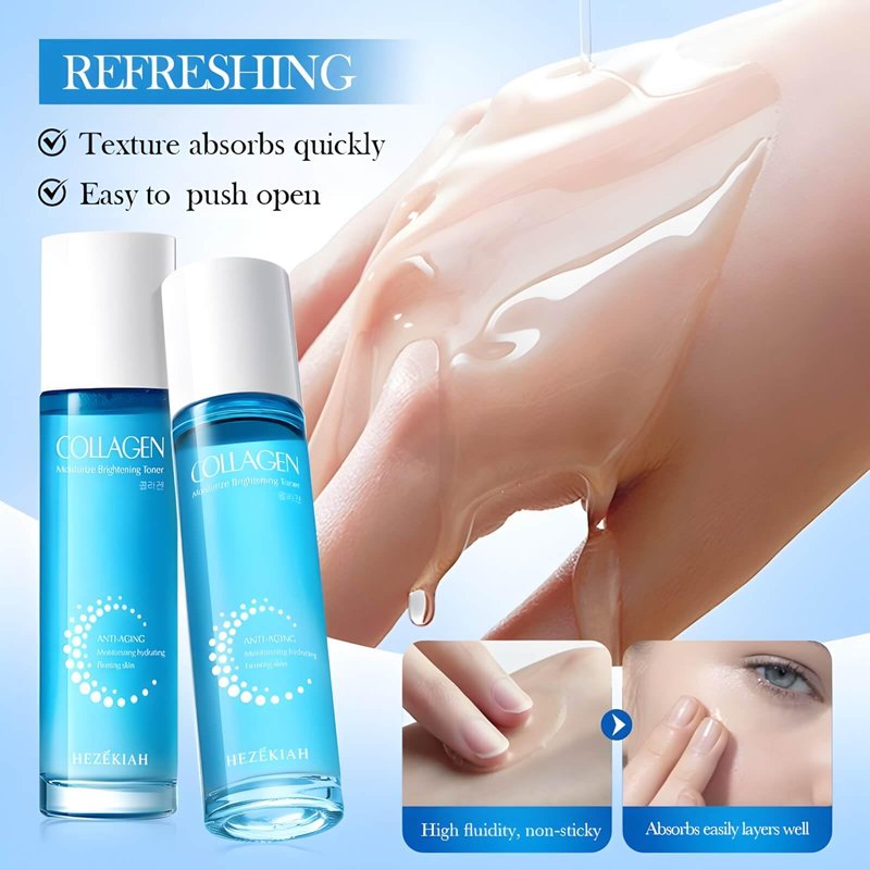 6 Pcs Collagen Skin Care Set for Teen Girls, Hydrating Skincare Set with Cleanser, Toner, Lotion, Serum, Cream & Eye Cream for Teens & Women,