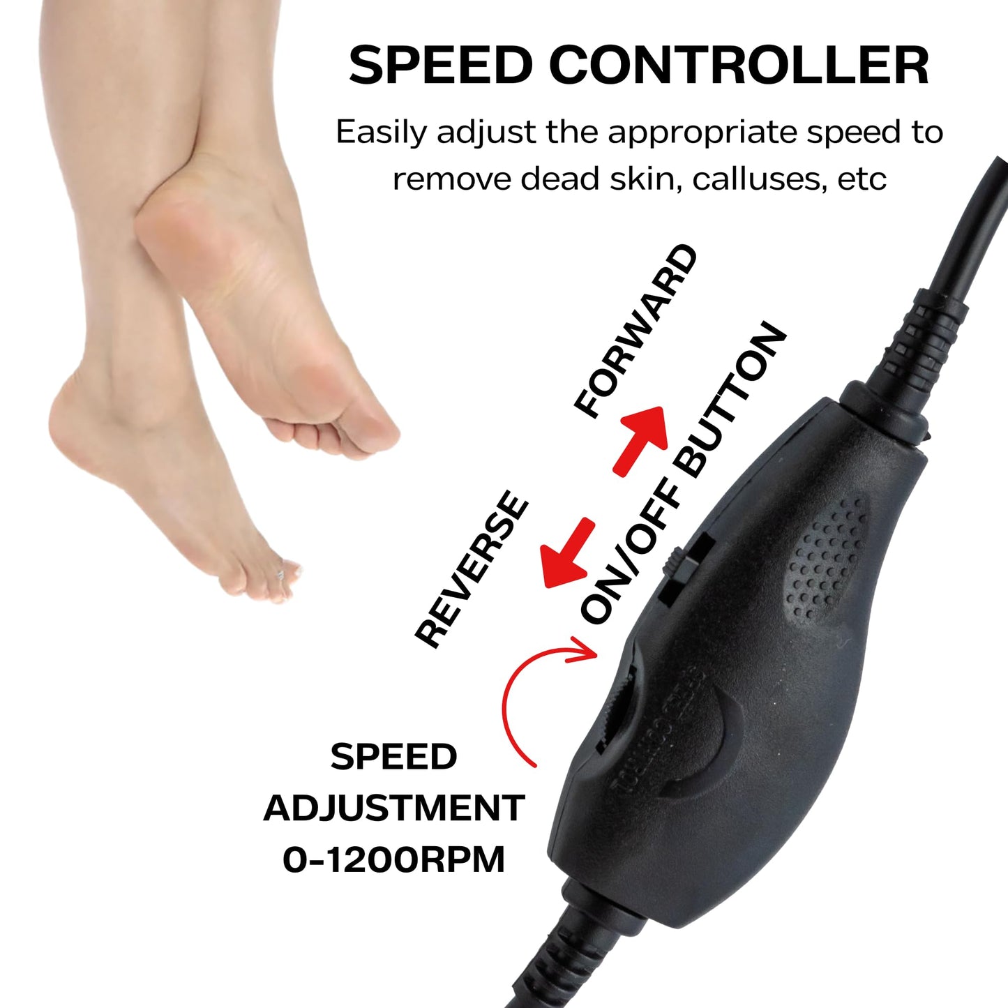 High Power Electric Foot Callus Remover, 2026 Upgrade with 100-inch Extra-Long Cord and 60 Replaceable Sandpaper Discs, Electric Foot File for Cracked Heels and Dead Skin, Silver