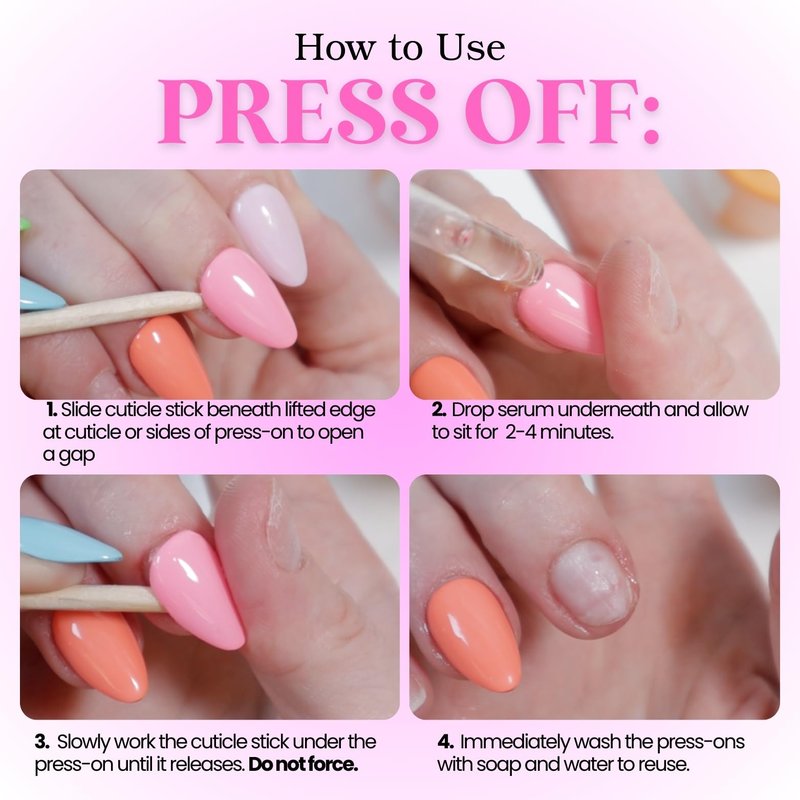 Press Off Nail Removal Serum – 30ml / 1oz Dropper Bottle | Gentle Press On Nail Glue Remover | No Acetone, Fast & Easy Removal | Color Me Carole (30mL, Sweet Orange)