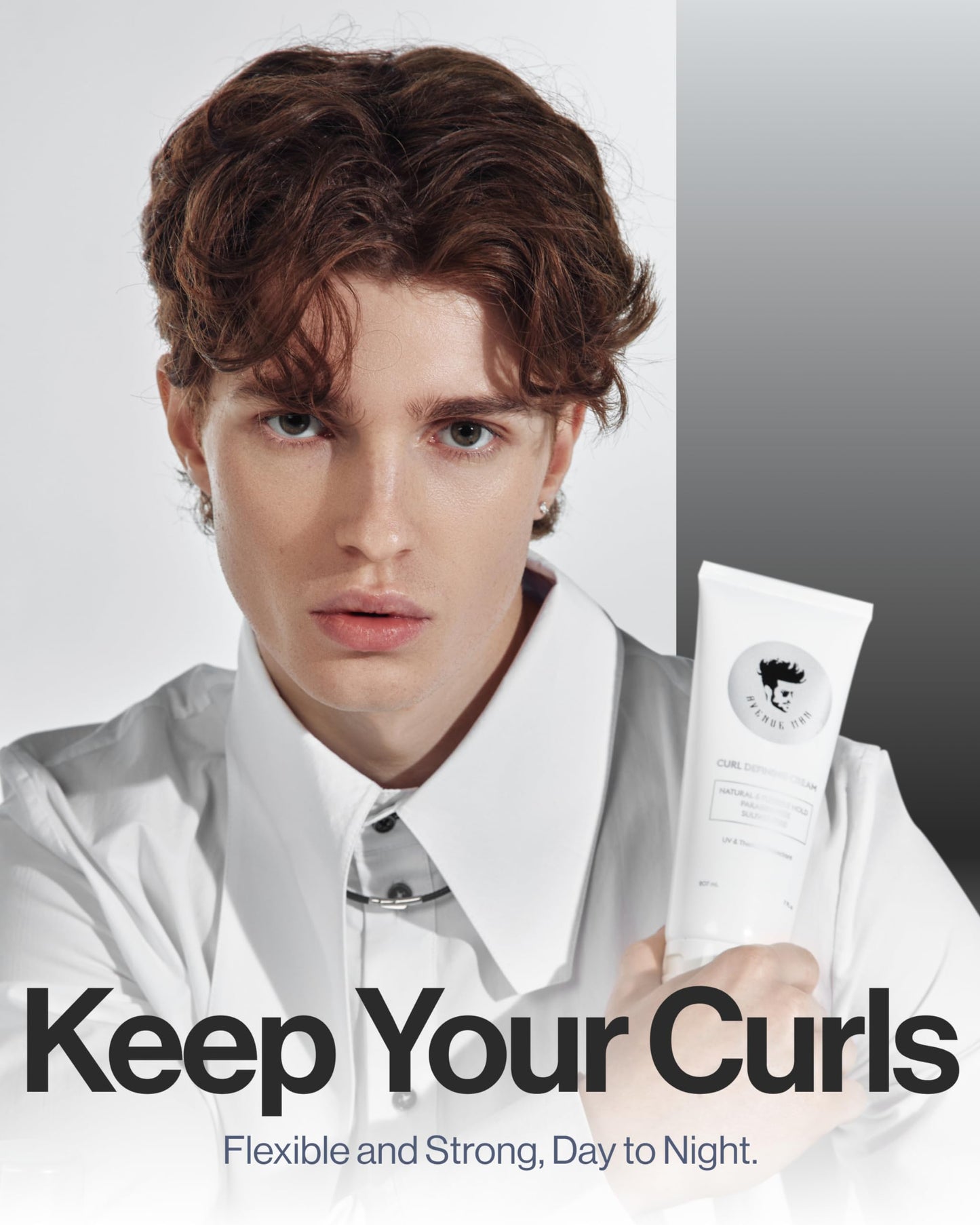 Avenue Man Curl Defining Cream - Improved Formula - Natural & Flexible Hold with Herbal Extracts for Curly & Wavy Hairs - Paraben Free & Sulfate Free