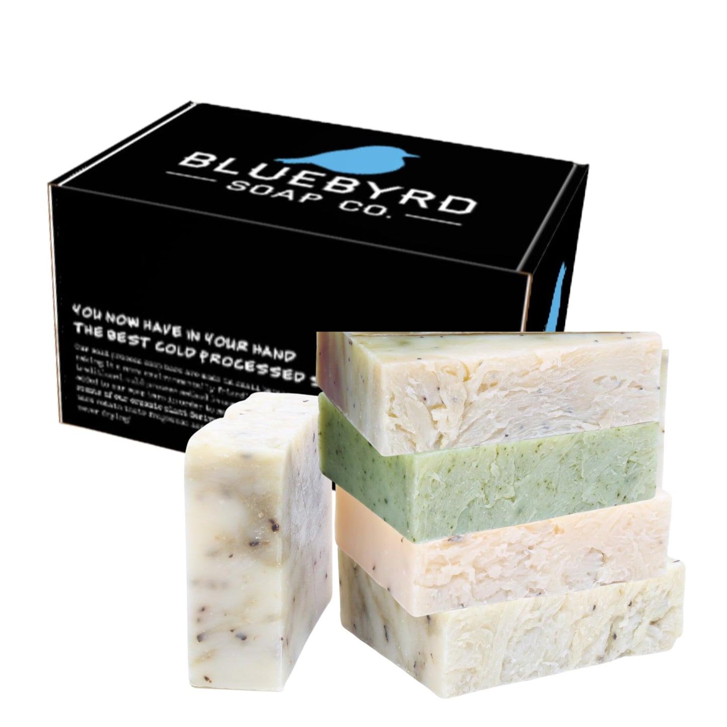Bluebyrd Gourmet Assorted Handmade Soap Bars for Women & Men | Large, 25 oz Gift Set of 5 Natural Cleansing Bars - Chocolate Orange, Coffee, Mocha, Mint Chocolate | Vegan Soap Gift (Gourmet)