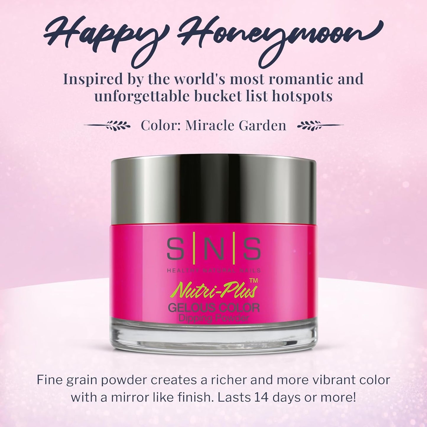 SNS Nail Dip Powder - Miracle Garden Pink/Fuchsia Cream | Long-Lasting, Low Odor, No UV Lamp - 1.5 Oz