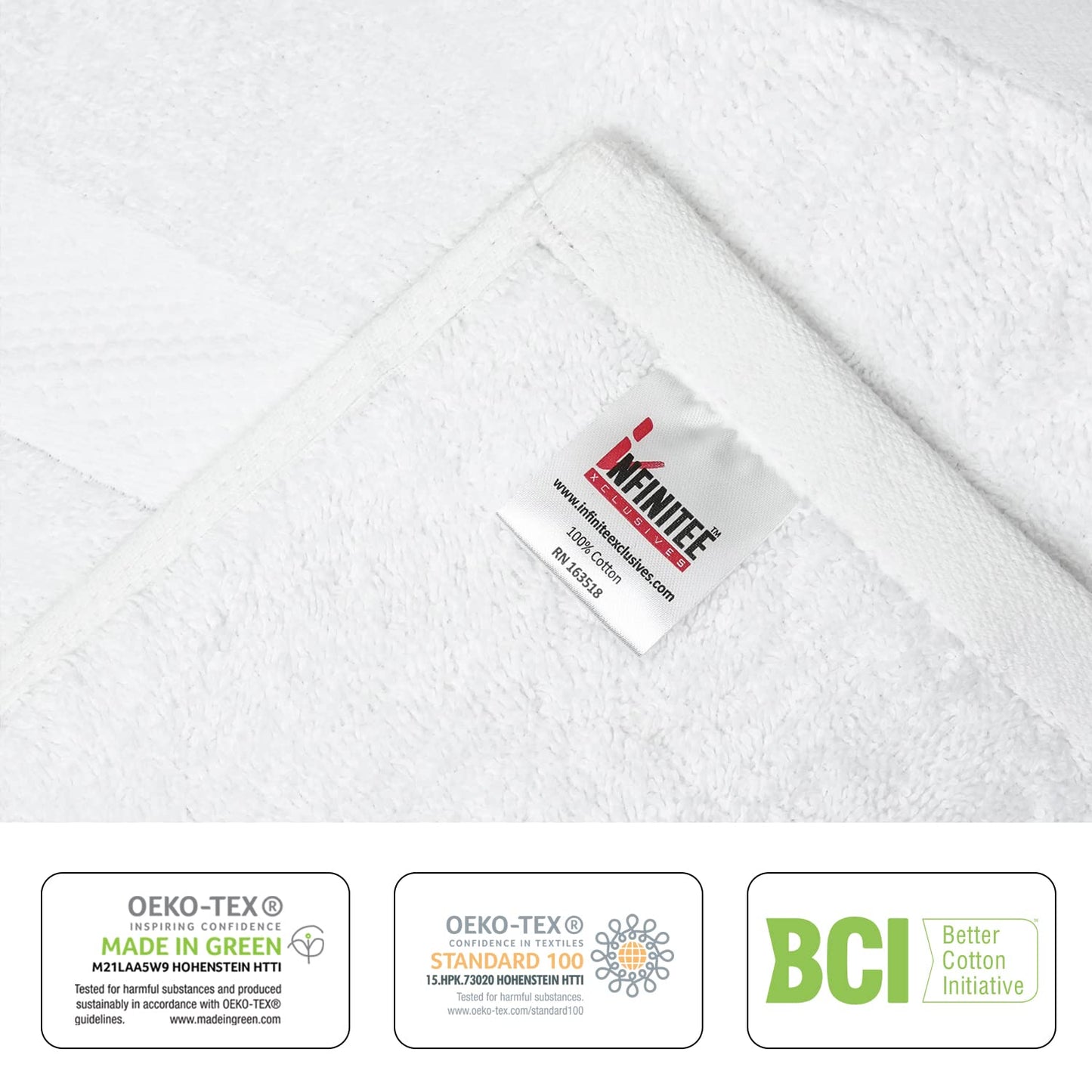 Infinitee Xclusives Premium White Hand Towels 6 Pack, 16x28 Inches, Hotel and Spa Quality + Washcloths Set – Pack of 12, 13x13 Inches 100% Cotton Wash Cloths for Your Body and Face Towels
