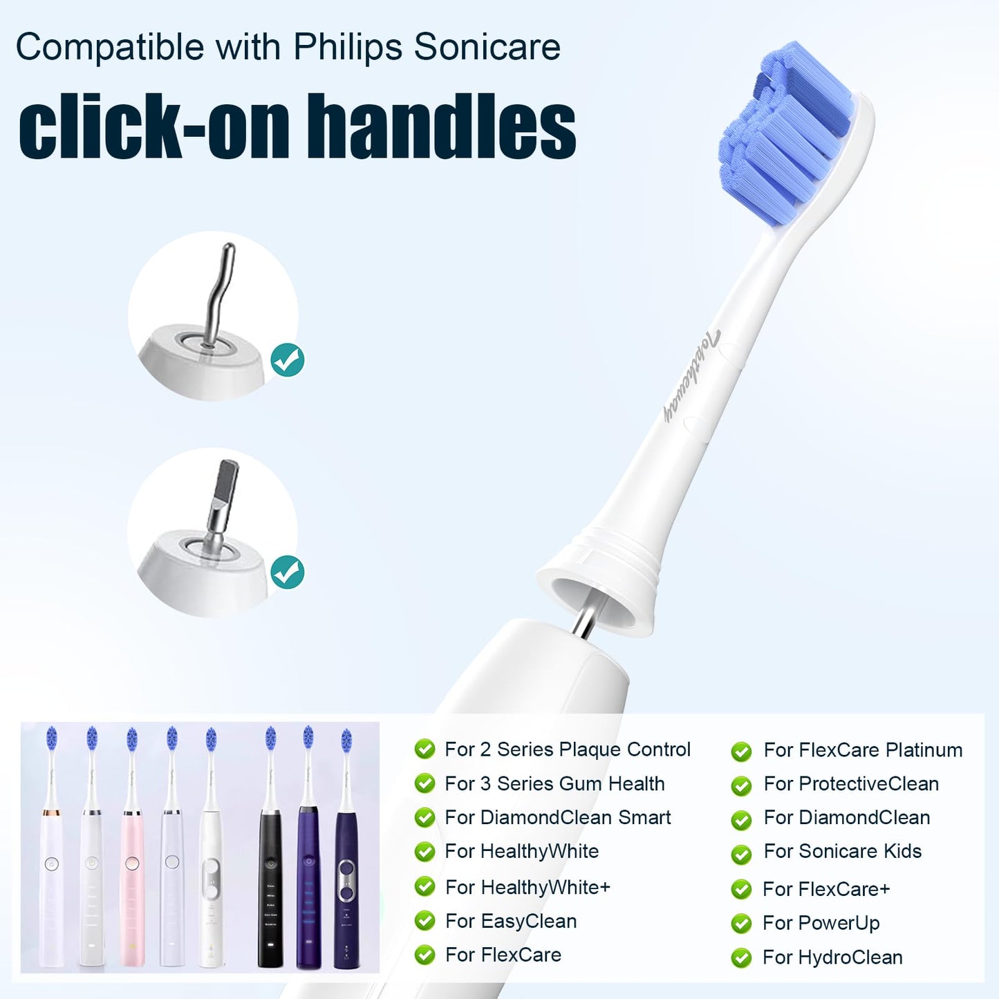 Toptheway Extra Soft Replacement Toothbrush Heads Compatible with Philips Sonicare Optimal Gum Care for Sensitive Teeth G2 C2 C1 4100 Snap-on, 8 Pack