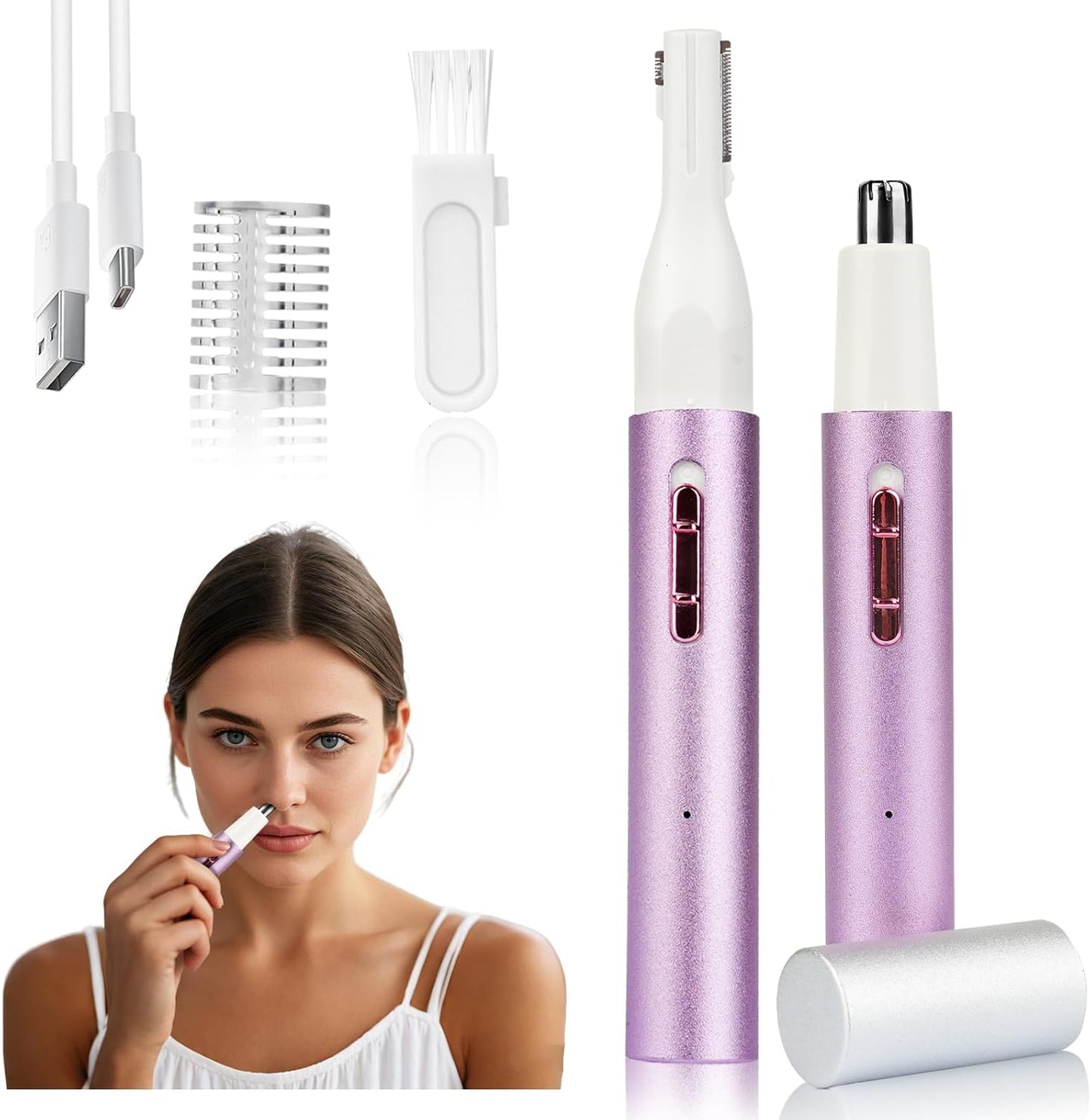 Rechargeable Nose & Ear Hair Trimmer - Dual-Edge Blade Electric Clipper for Men & Women | Painless Hair Removal Tool (Multicolor)