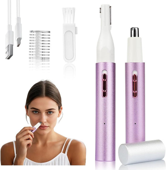 Rechargeable Nose & Ear Hair Trimmer - Dual-Edge Blade Electric Clipper for Men & Women | Painless Hair Removal Tool (Multicolor)
