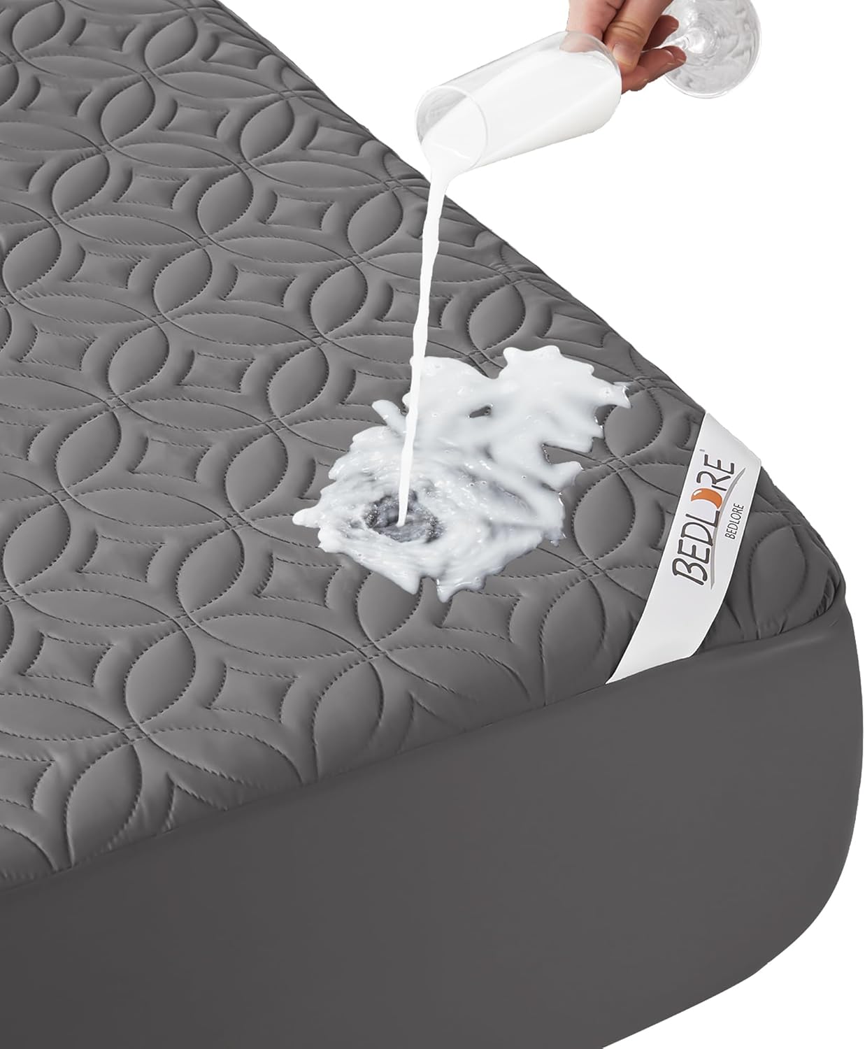 Waterproof Mattress Protector - Queen Size Noiseless Pad | Deep Pocket 6"-18" Depth, Soft & Breathable Gray Cover