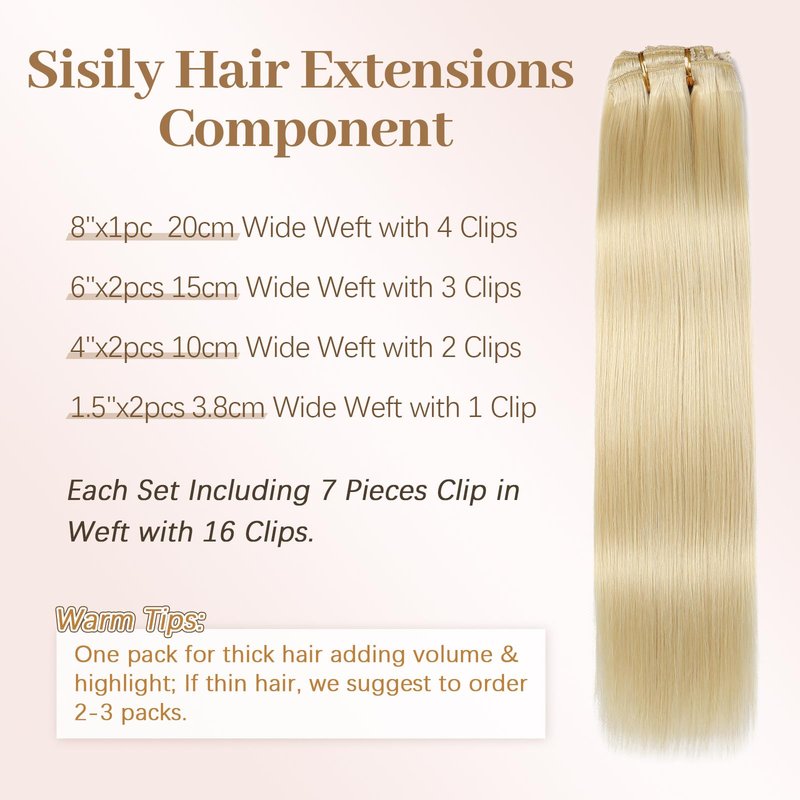 Sisily Clip in Hair Extensions Real Human Hair,20 inch 70g, Natural Straight Human Hair Clip in Extensions for Black Woman, Soft Straight 7pcs Per Set with 16 Clips Double Weft