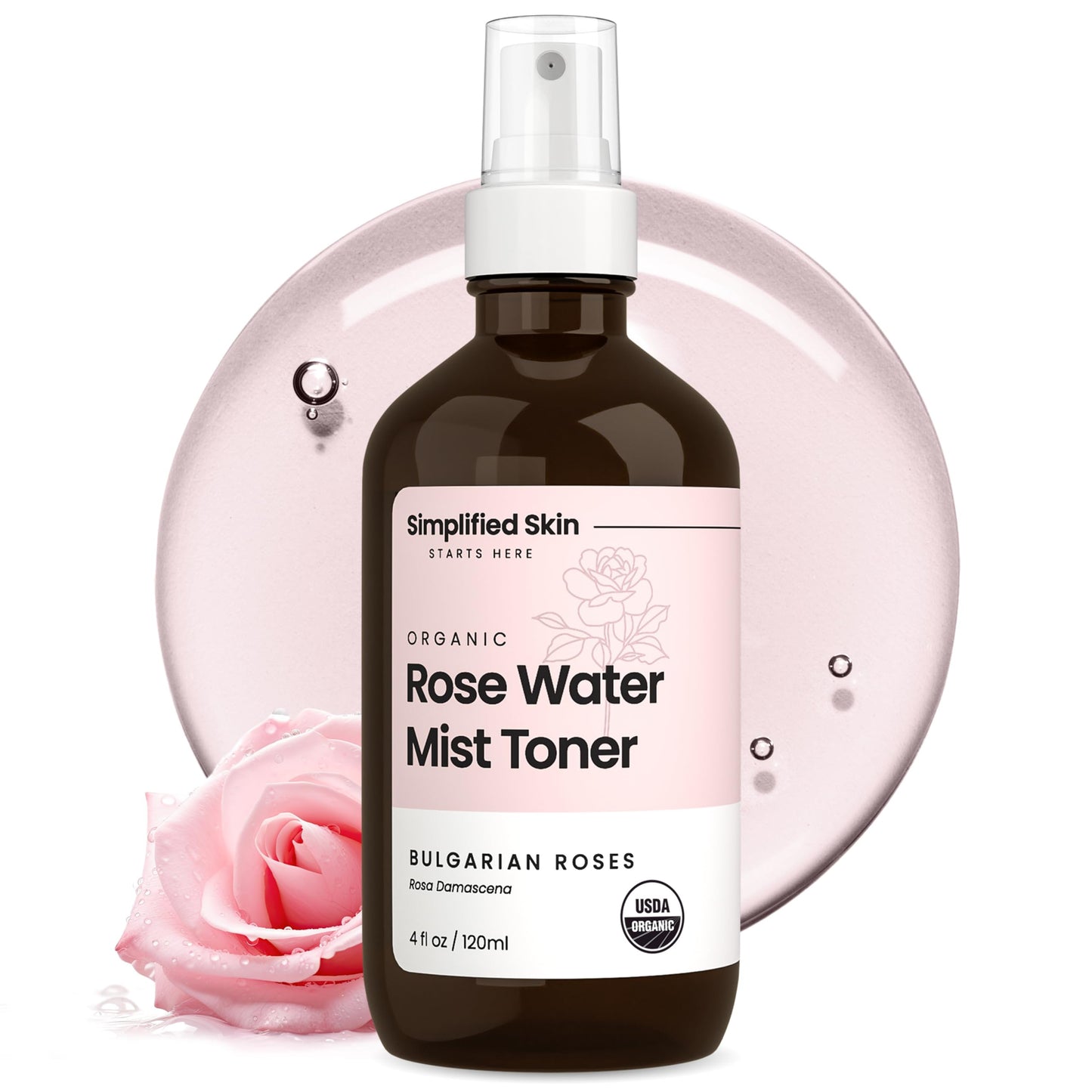 Simplified Skin Rose Water Spray for Face & Hair, Rosewater Mist Toner