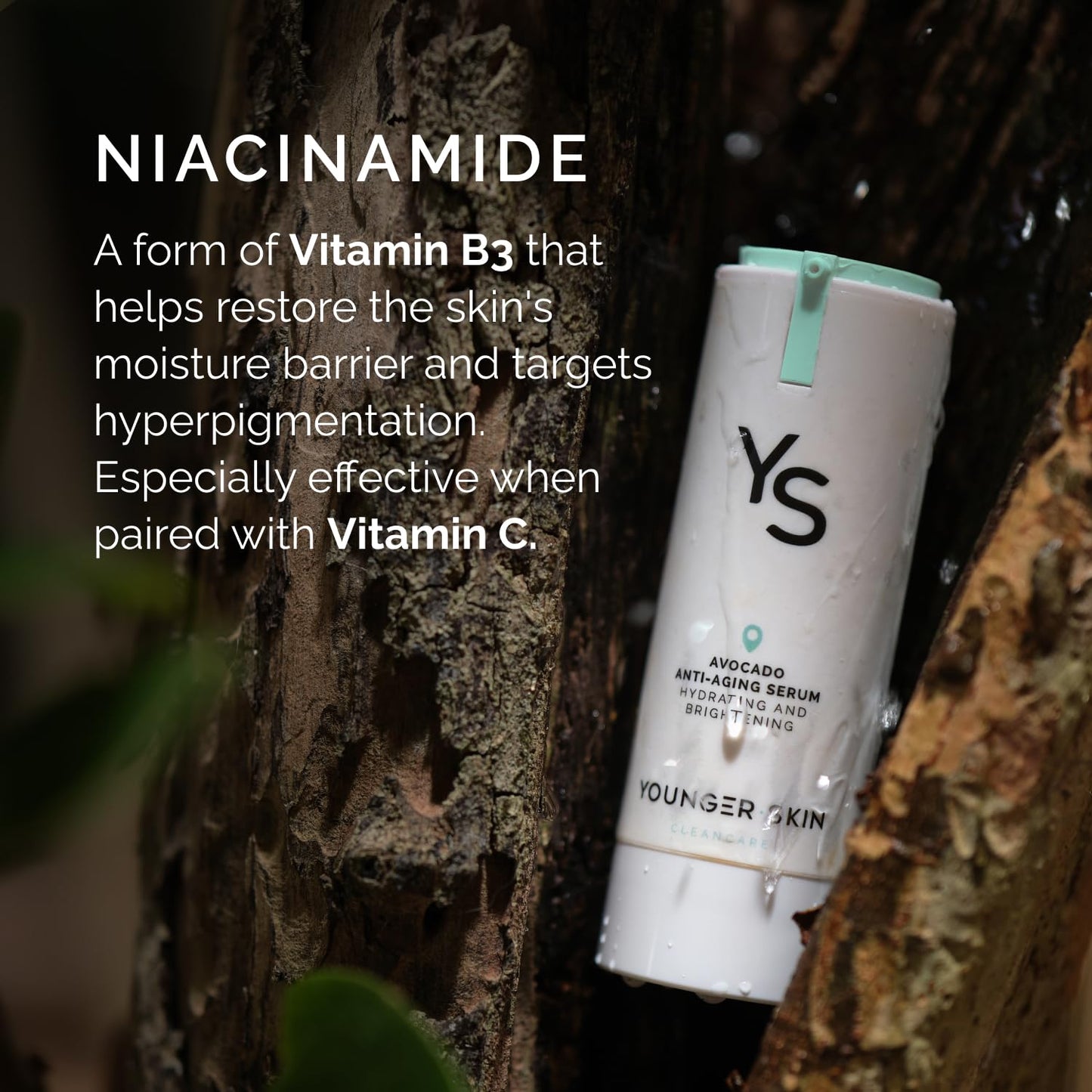 Younger Skin Avocado Anti-Aging Serum - Hydrating, Brightening, Wrinkle Reducer, Facial Skincare - Organic Avocado Oil, Vitamin C, Hyaluronic Acid, Niacinamide - 30ml