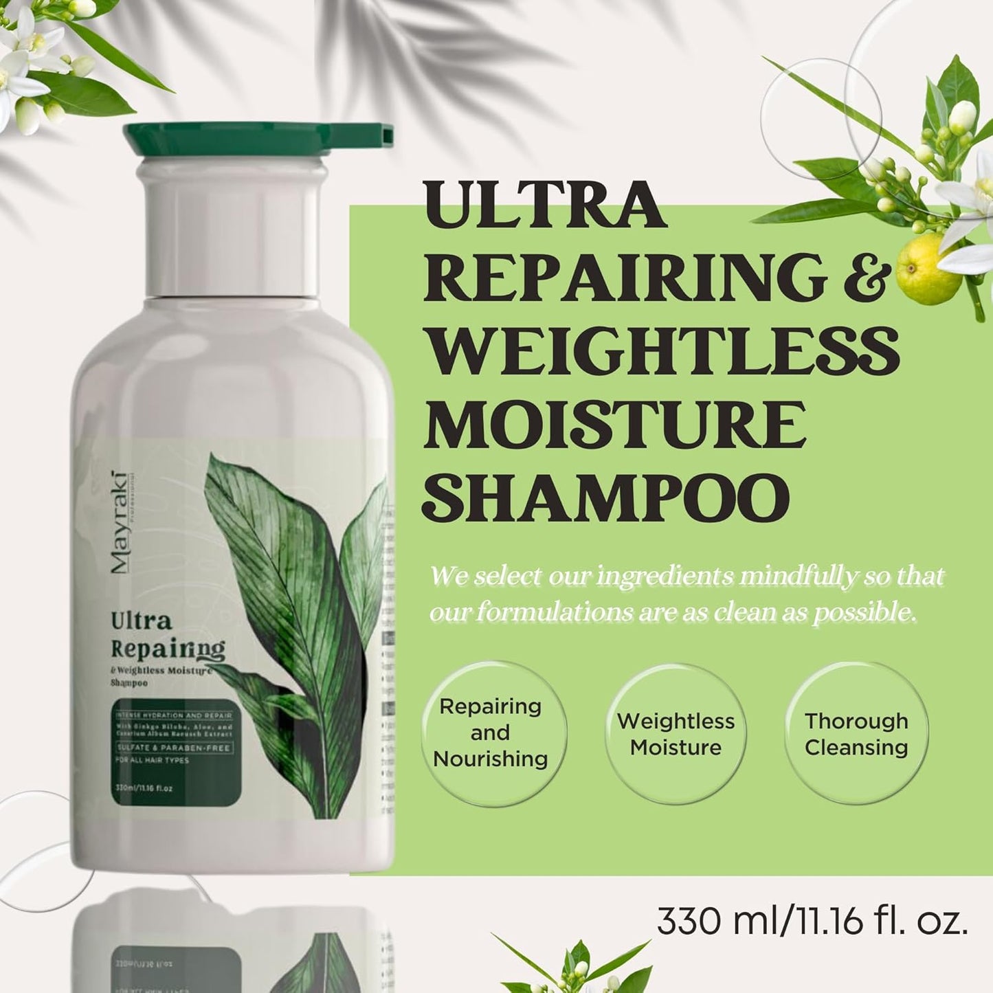 Ultra Repairing Weightless Hair Moisturizing Shampoo - 300 ml | Sulfate-Free Treatment for Dry, Damaged Hair