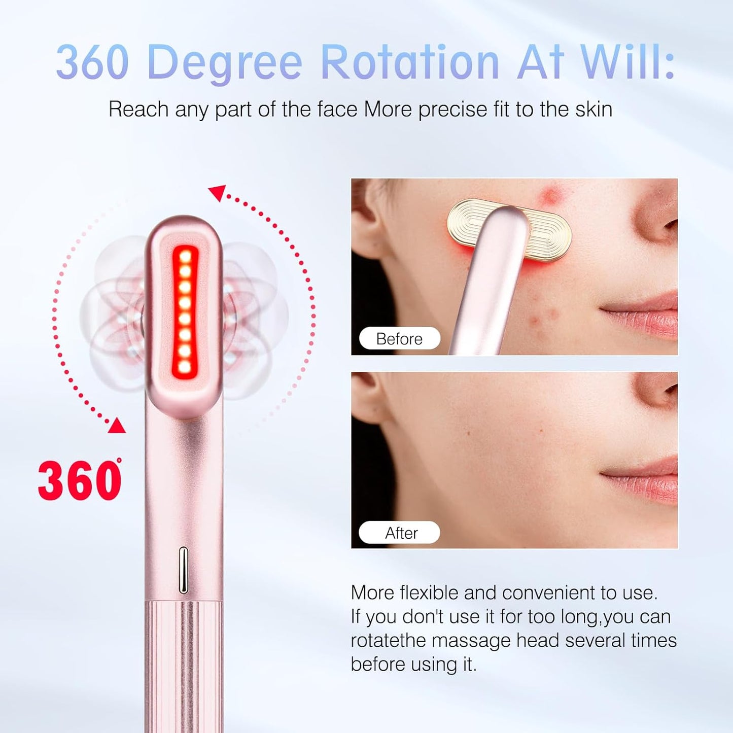 Red Light Therapy Facial Wand - 4-in-1 Anti-Aging & Anti-Wrinkle Skin Care Tool | Portable with Travel Case