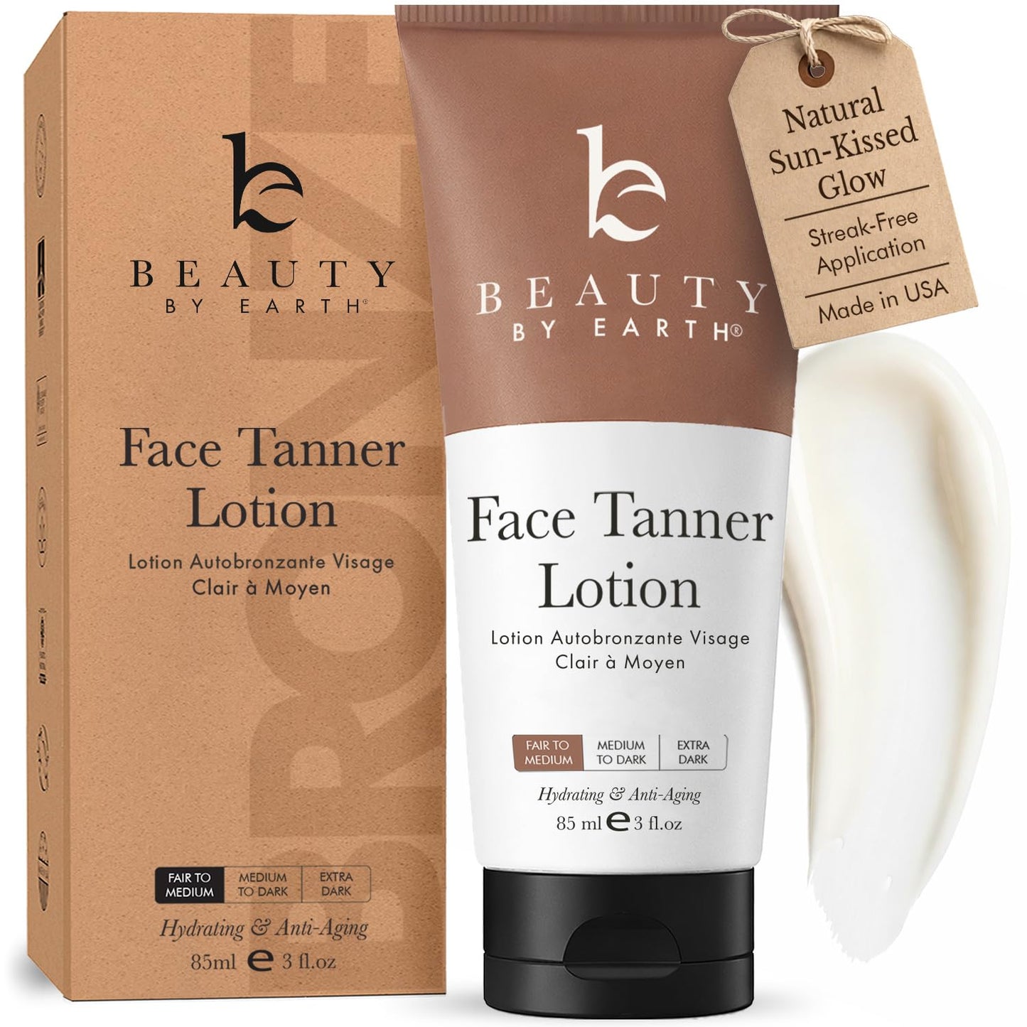 Face Tanner - Gradual Self Tanner Lotion for Natural-Looking Glow | USA Made with Organic Ingredients