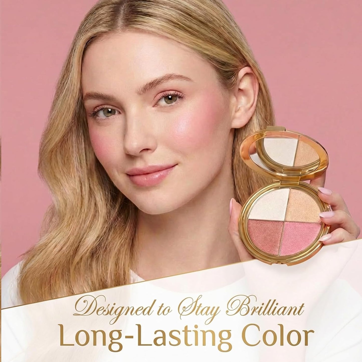 Eye & Cheek Glow Palette - 4-in-1 Eyeshadow, Highlighter, Blush & Contour Makeup for All Skin Tones | Long-Lasting Radiant Finish