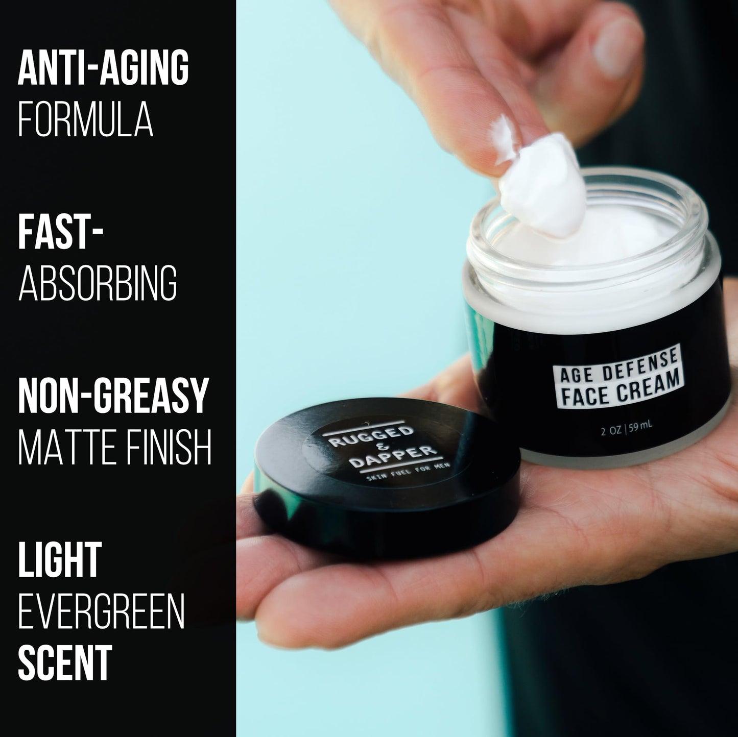 RUGGED & DAPPER - Mens Face Cream with Hyaluronic Acid - Ultra-Hydrating Mens Anti Aging Face Cream- 24 Hour Protection - 4 Month Supply