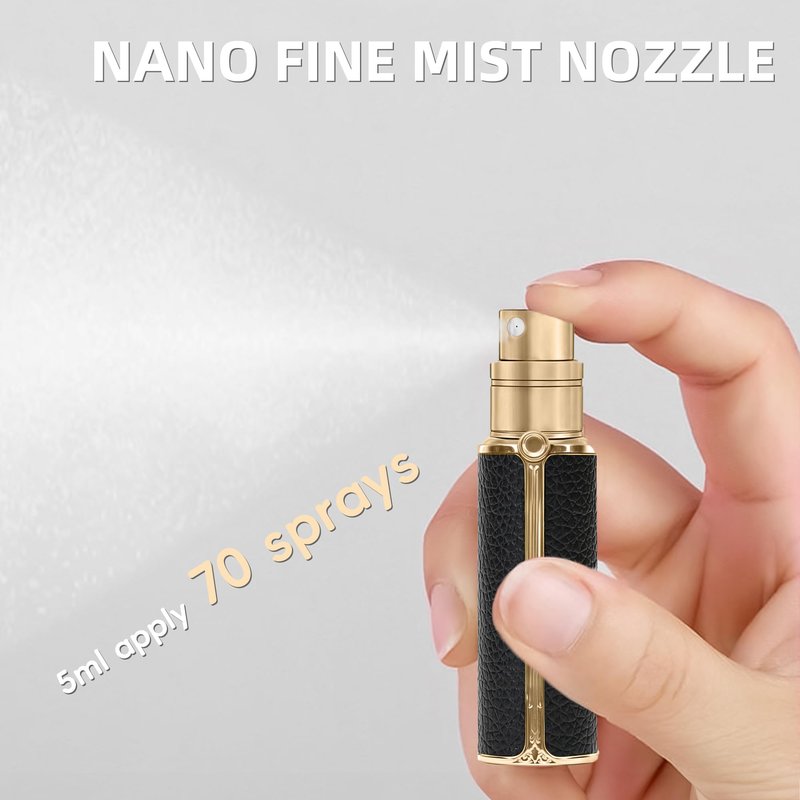 muilsae BF01BKB Leather Perfume Bottle 10ml – Bottom-Fill Refillable Dispenser, Leak-Proof & Portable for Men & Women, Ideal for Travel, Gifting & Daily Use (BKB)