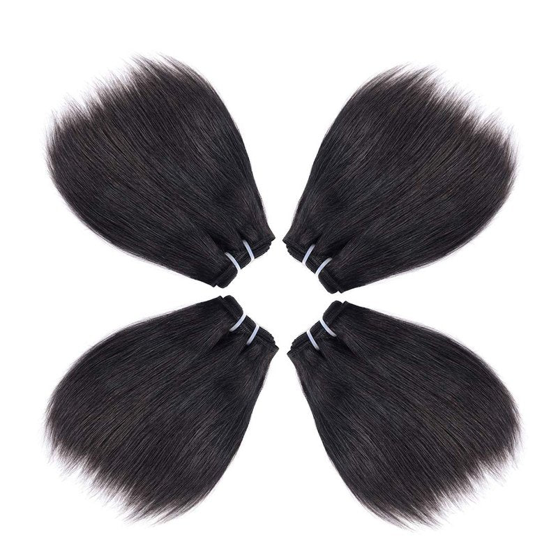 10 Inch Short Human Hair Bundles - Natural Color 100% Unprocessed Brazilian Virgin Hair | 4 Bundles