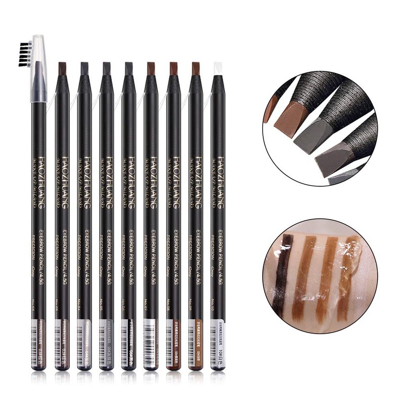 Microblading Eyebrow Pencil Set - Waterproof Pull Cord Peel-Off Brow Pencils for Marking & Filling | 5pcs, Black