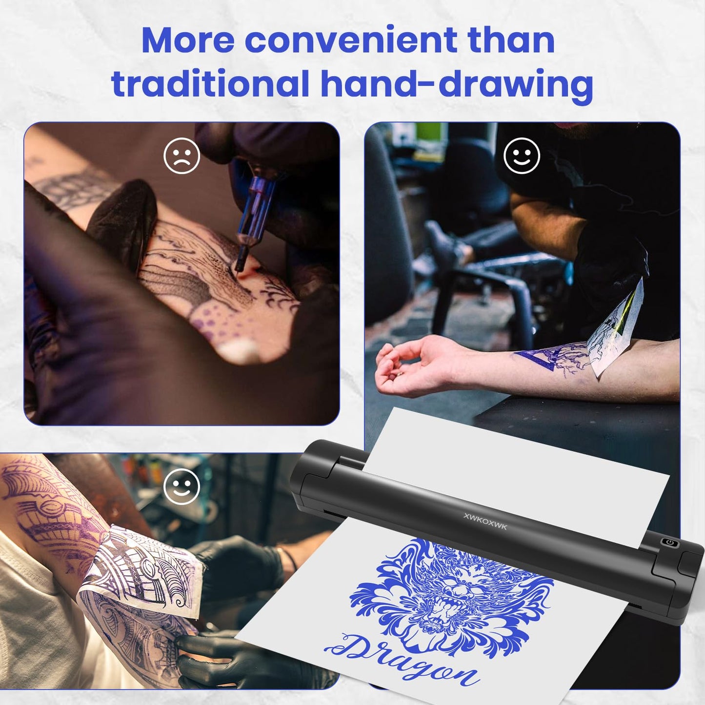 2026 New Tattoo Stencil Printer Machine for Tattoo Artists&Beginners,with 3 pcs Tattoo Transfer Paper and 10 Folded Paper,Compatible with Phone/Pc,Thermal Portable Inkless Wireless Printer