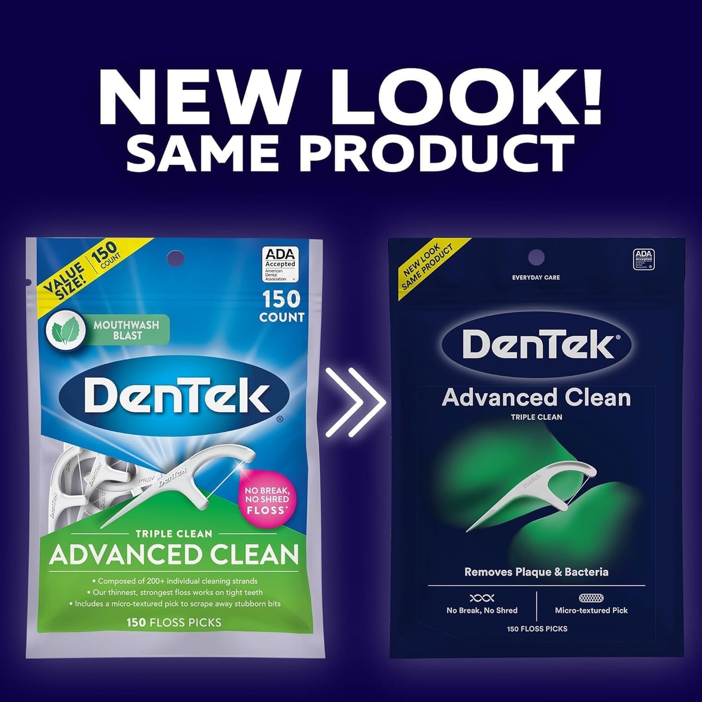 DenTek Triple Clean Advanced Clean Floss Picks, Dental Flossers for Oral Care, 90 Count (Pack of 12)