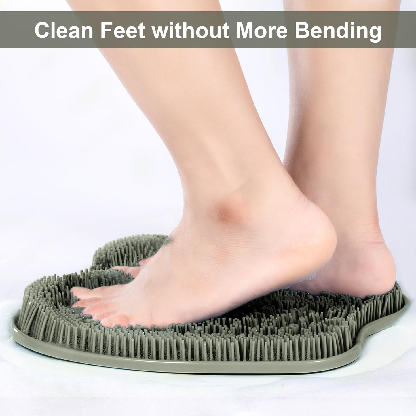 BESKAR XL Large Foot Scrubber Mat for Use in Shower, Cleans Feet No Bend