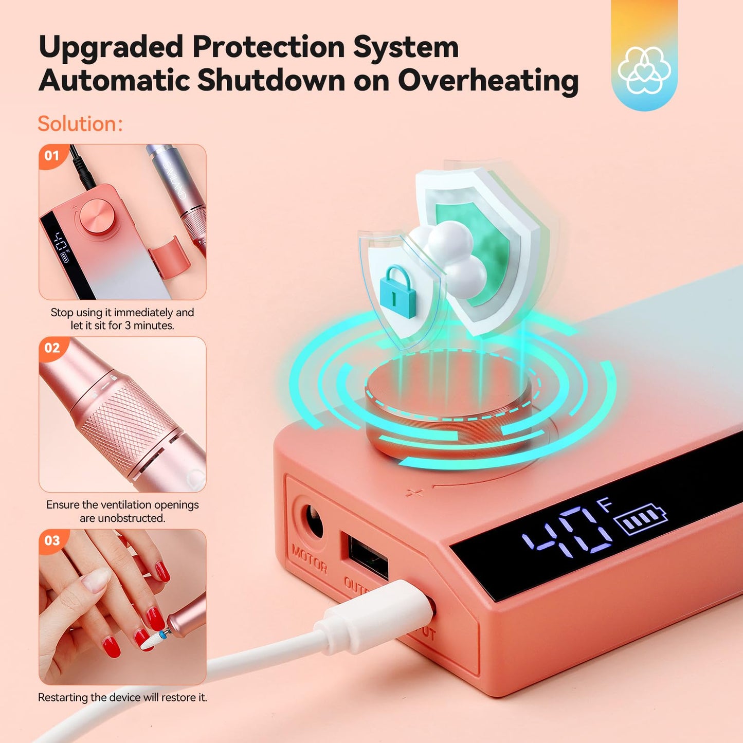 SAVILAND Electric Nail Drill Professional: 40000RPM Upgrad Nail Drill Kit 2026 Beautiful Gradient Sunset Color Scheme Nail D rill Machine Portable Nail File & Buffers Salon Use Manicure Pedicure