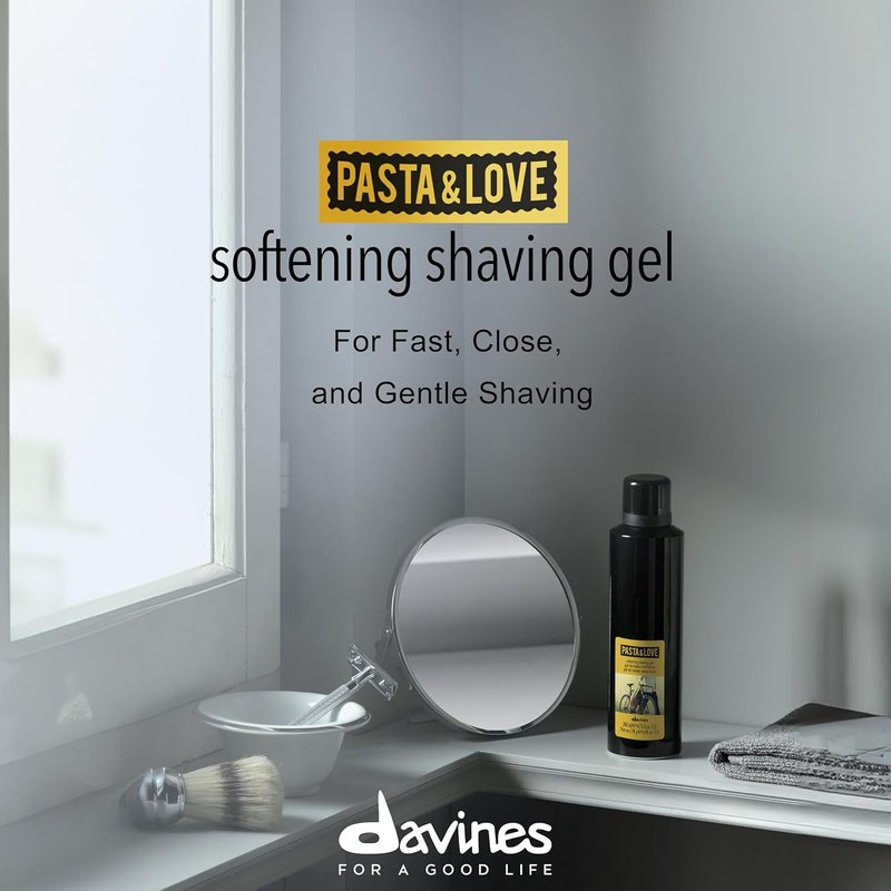 Davines Softening Shaving Gel - Rich Lather for Close, Comfortable Shave | 6.76 Fl Oz