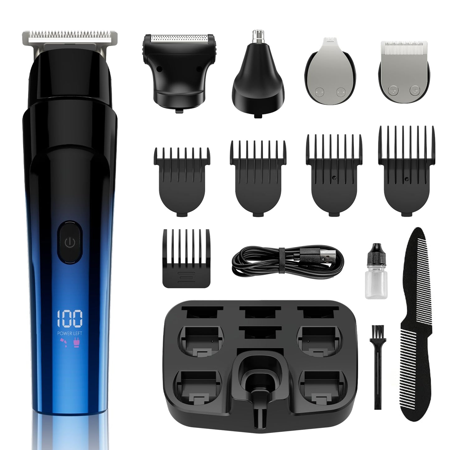 RUIBO Beard Trimmer for Men, 5-in-1 Cordless Hair Clipper Kit with Foil Razor, Waterproof Body, Nose & Ear Groomer, Precision Trimming for Beard, Hair & Body Care (DimGray)