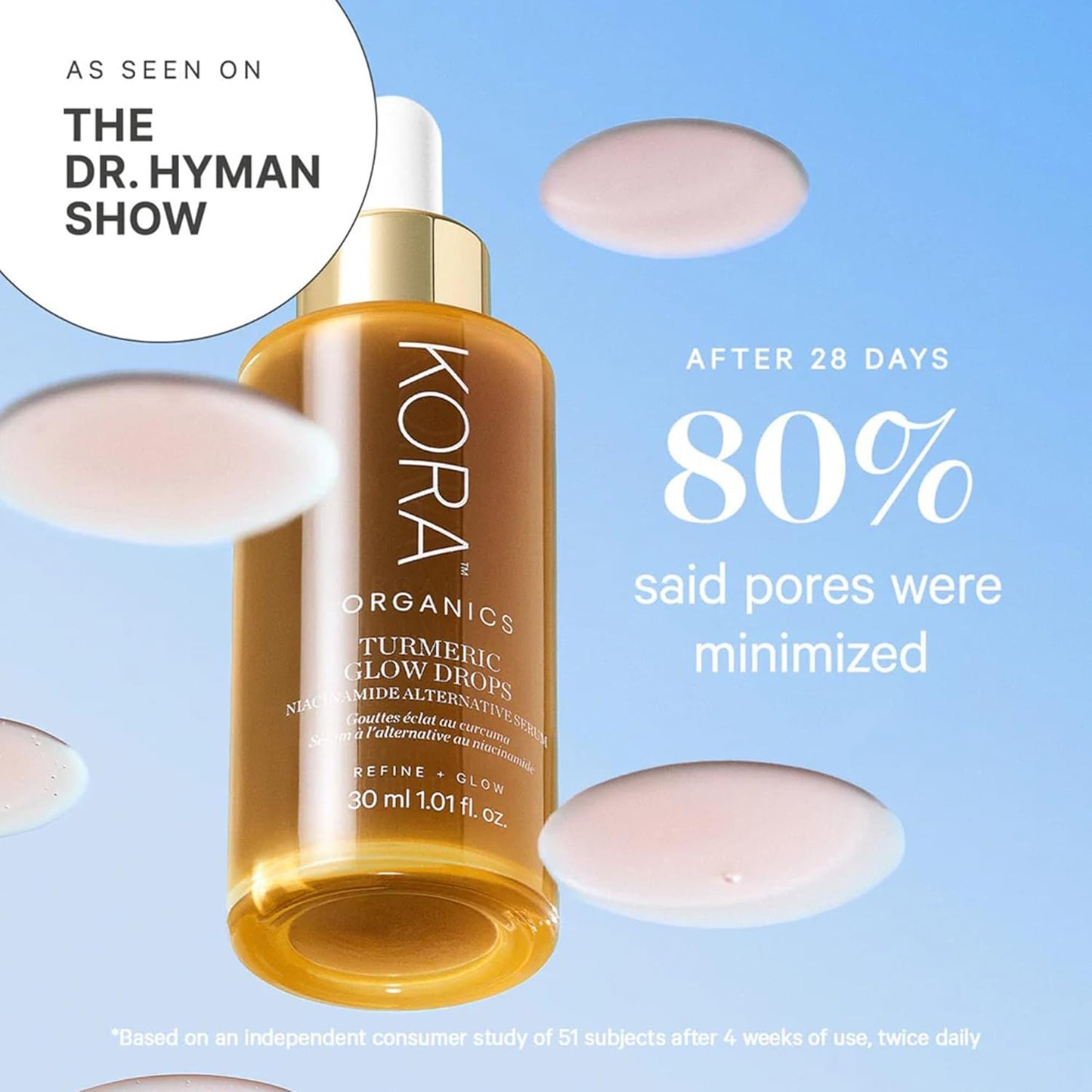 KORA Organics Turmeric Glow Drops - Hydrating Niacinamide Serum for Face | Improves Texture & Dark Spots, 0.34 fl oz
