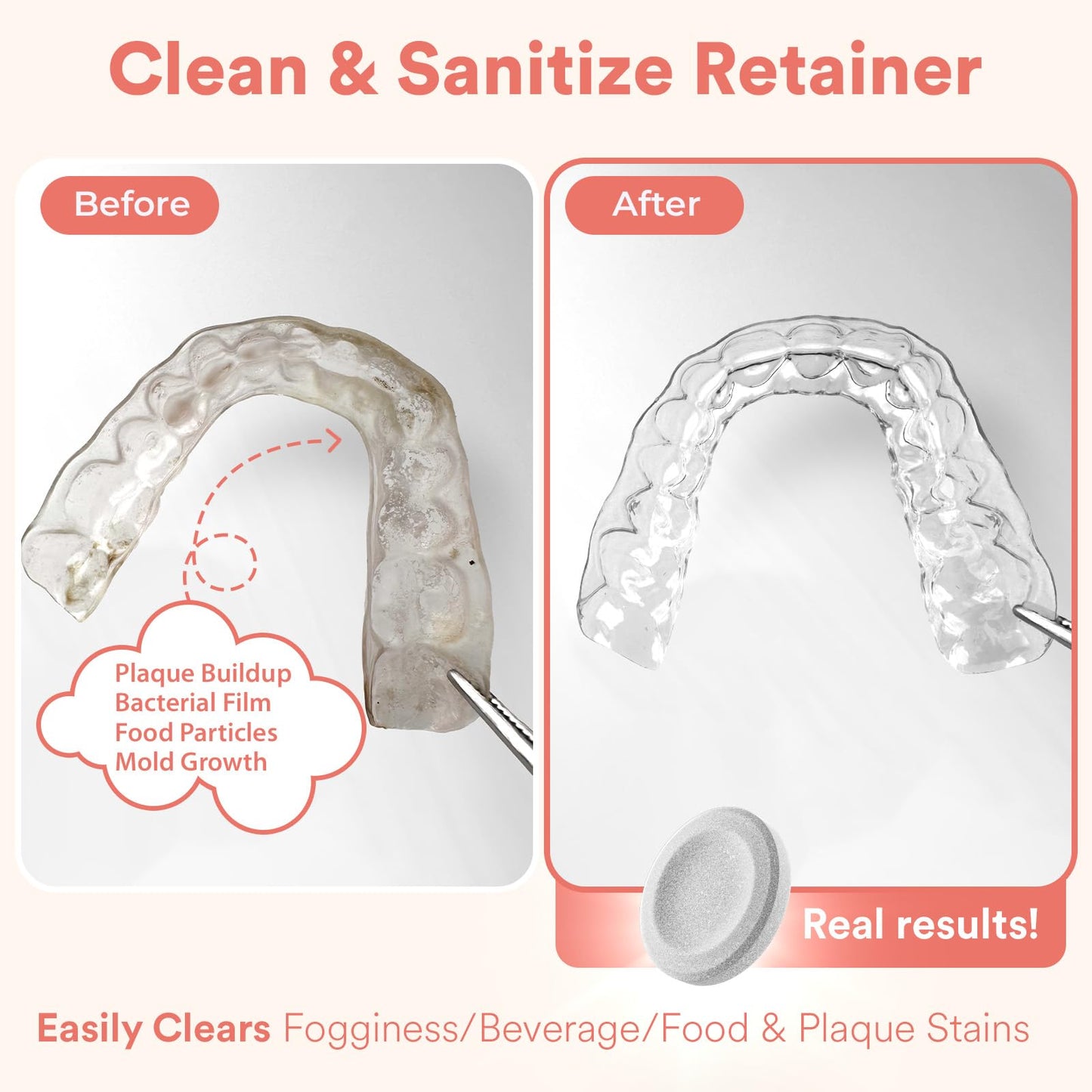 Weiss Naturals Retainer Cleaner Tablets, Invisalign Cleaner, Remove Stains, Odors & Plaque, FSA & HSA Eligible, Night Guard Cleaners PERSULFATE & DYE-FREE 4-Month Supply, Denture Cleaners 120 Tablets