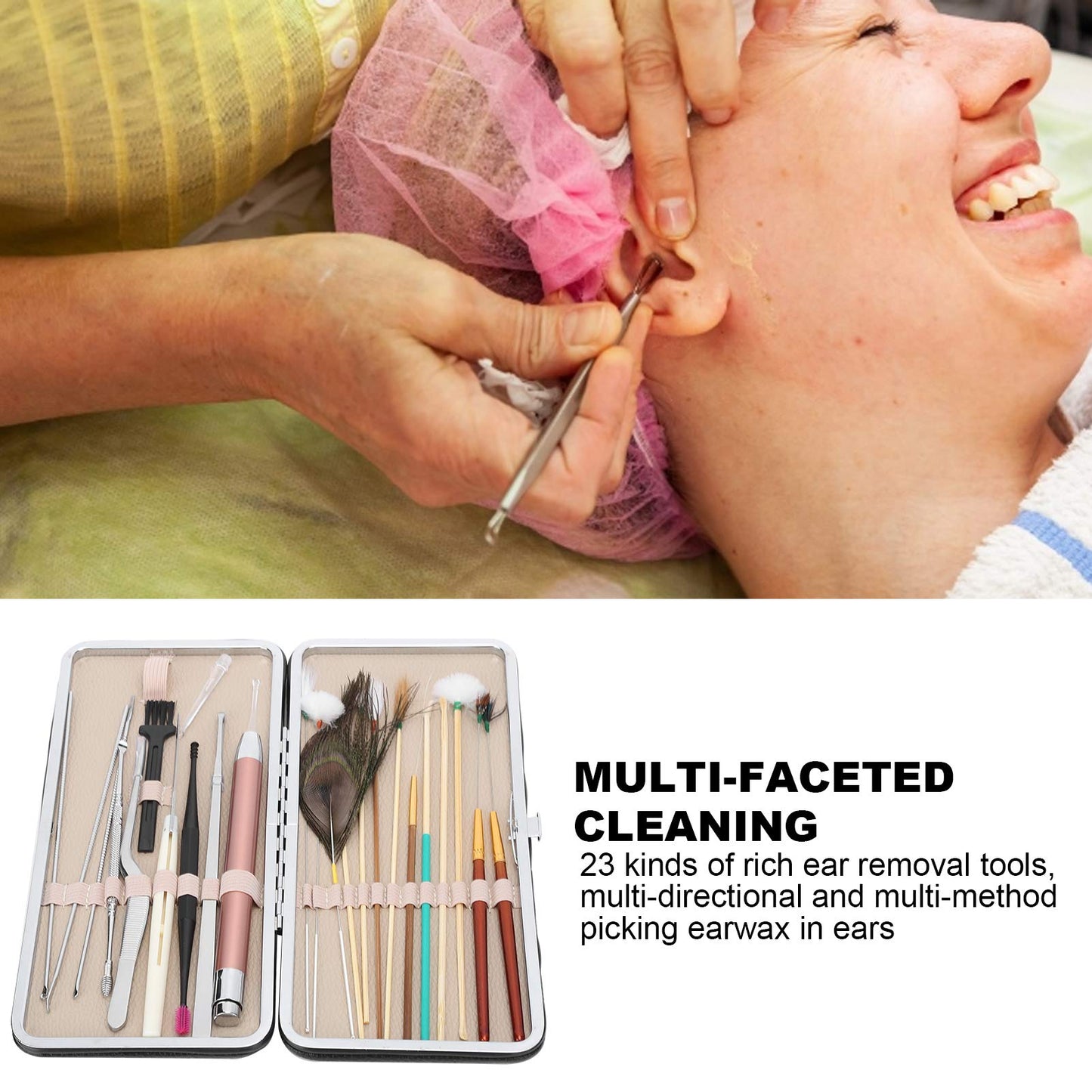 Ear Wax Tool, 23 Kinds of Tools Spiral Double‑Ended Ear Picks Comfortable Ear Wax Removal(23 Classic Black Ear Pick Sets)