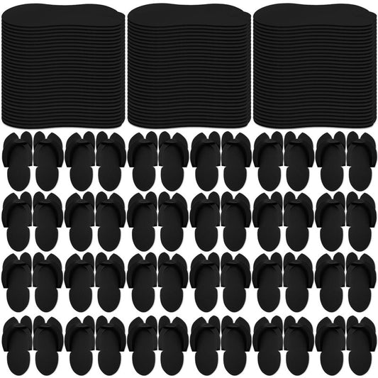 JaGely 90 Pairs Disposable Pedicure Slippers Bulk, Pedicure Flip Flops Disposable Anti Slip EVA Foam Spa Slippers Sandals for Guests Women Girls Kids Foot Bath Nail Salon Party Supplies (Black)