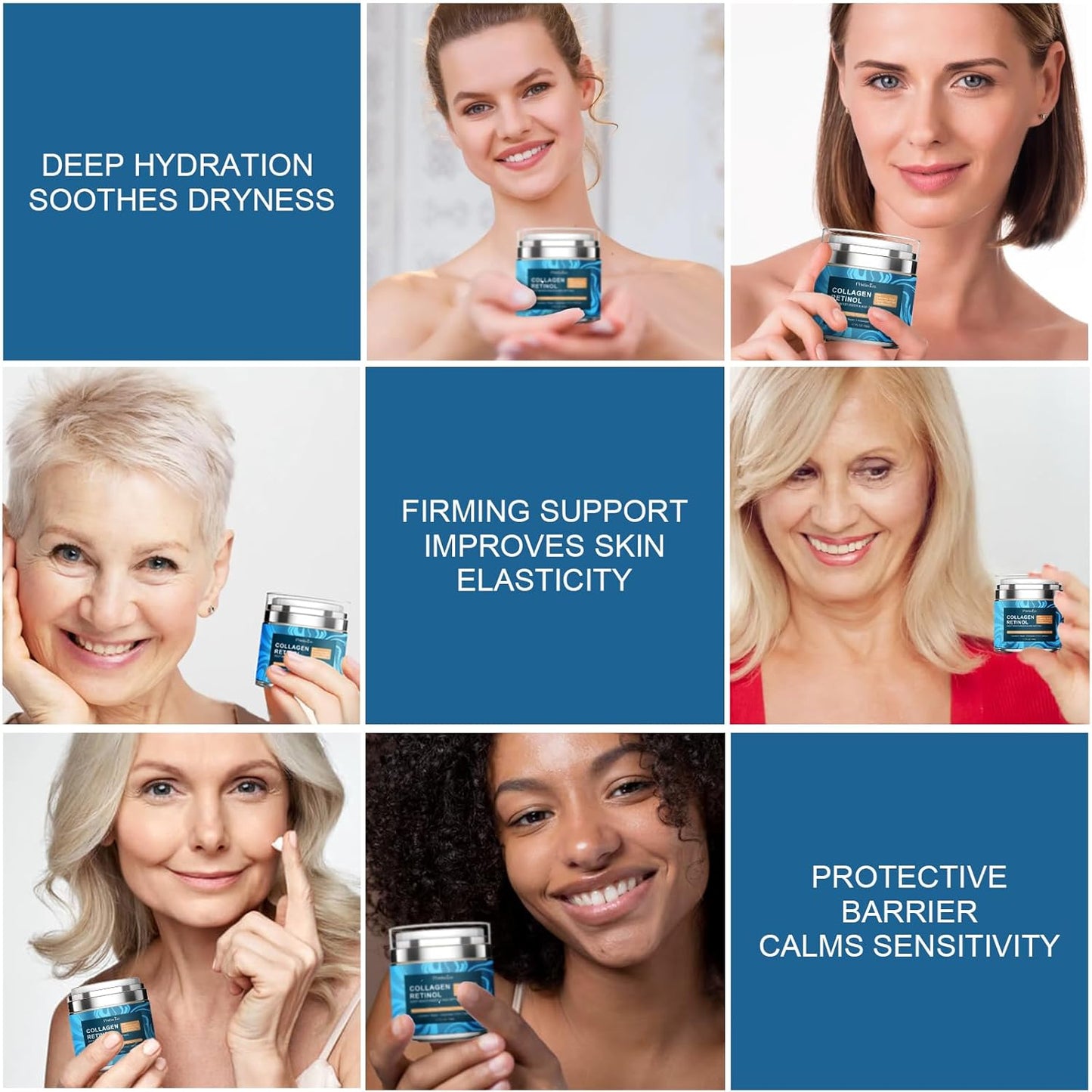 Retinol Collagen Face Moisturizer - Anti-Aging Cream with Hyaluronic Acid | Firming & Hydrating for All Skin Types, 1.7 fl oz