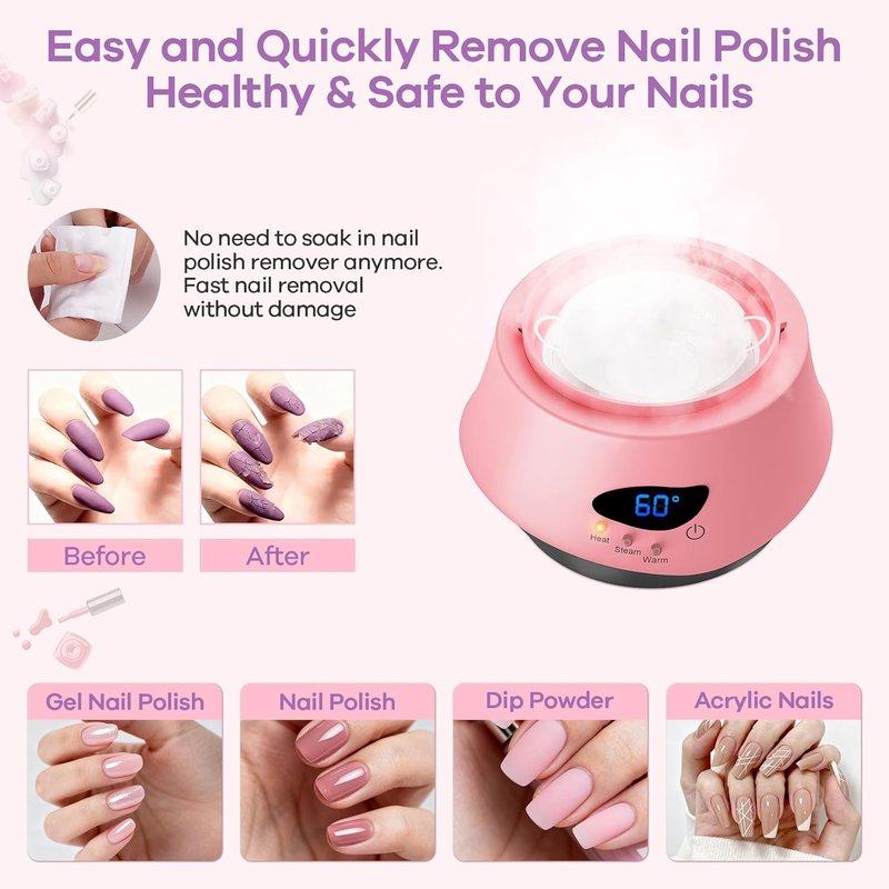 Electric Nail Polish Remover Machine - Upgraded Portable Automatic Gel Remover for Home & Salon Use