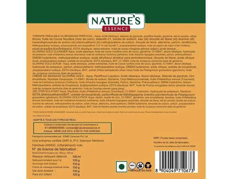 Nature's Essence Glowing Gold Facial Kit, 500 grams (5X100 grams)