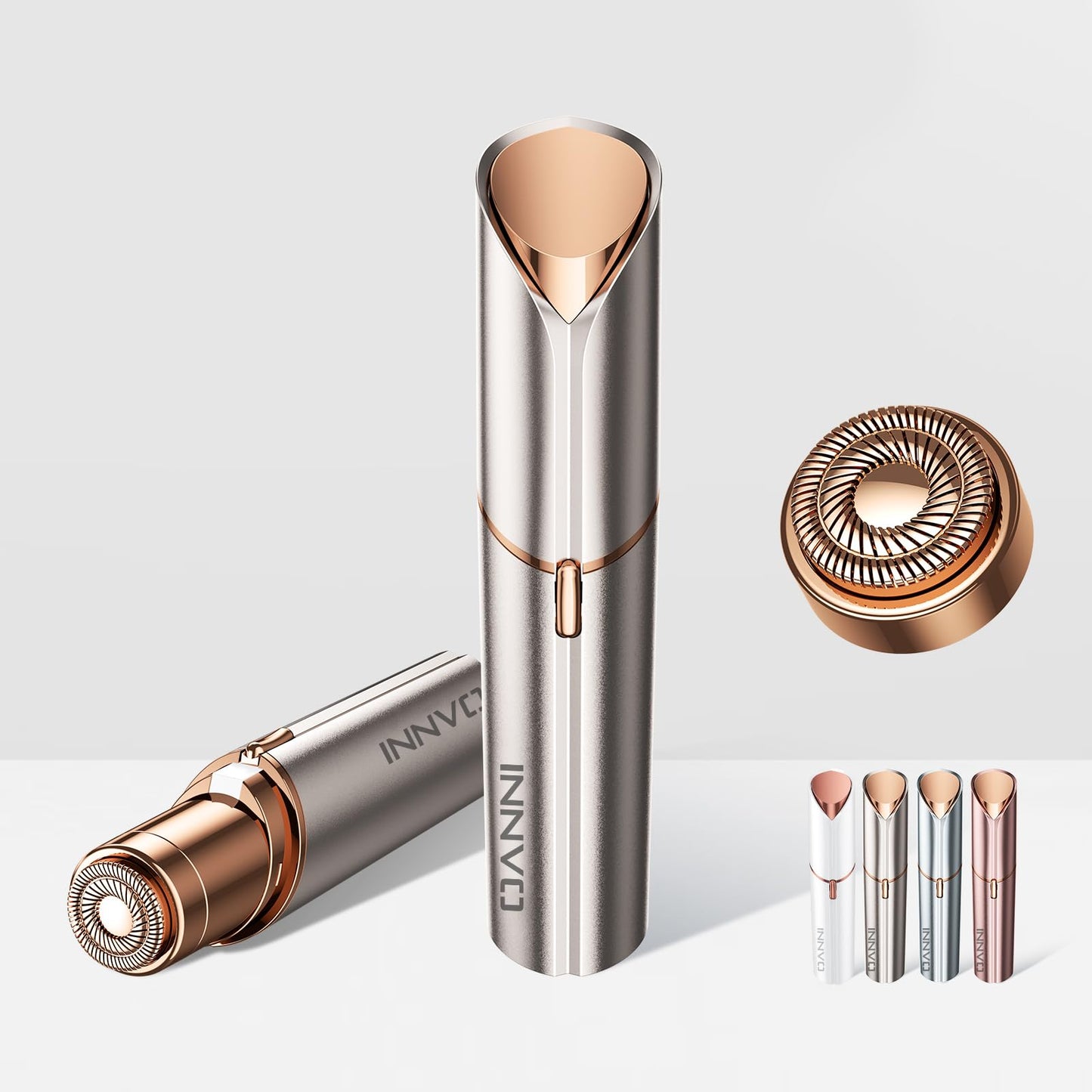 INNVO Women's Hair Remover, Long Lasting Eyeliner Pencil with Built-in Lip Balm, Rose Gold (Champagne Gold with 1 Replacement Head), Small
