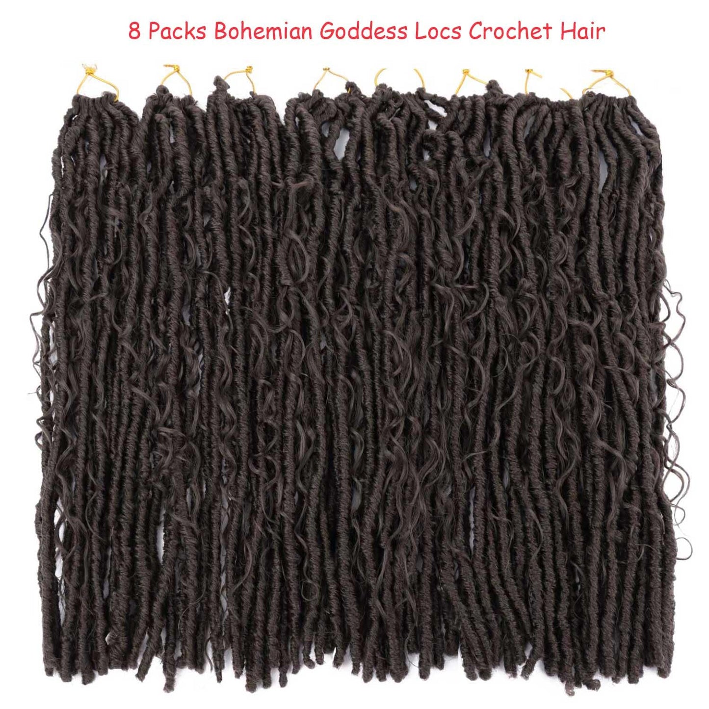 8 Packs Goddess Locs Crochet Hair Bohemian Braids 24 Inch Boho Crochet Faux Locs with Curly Crochet Hair for Black Women (4#, 24 Inch(Pack of 8))