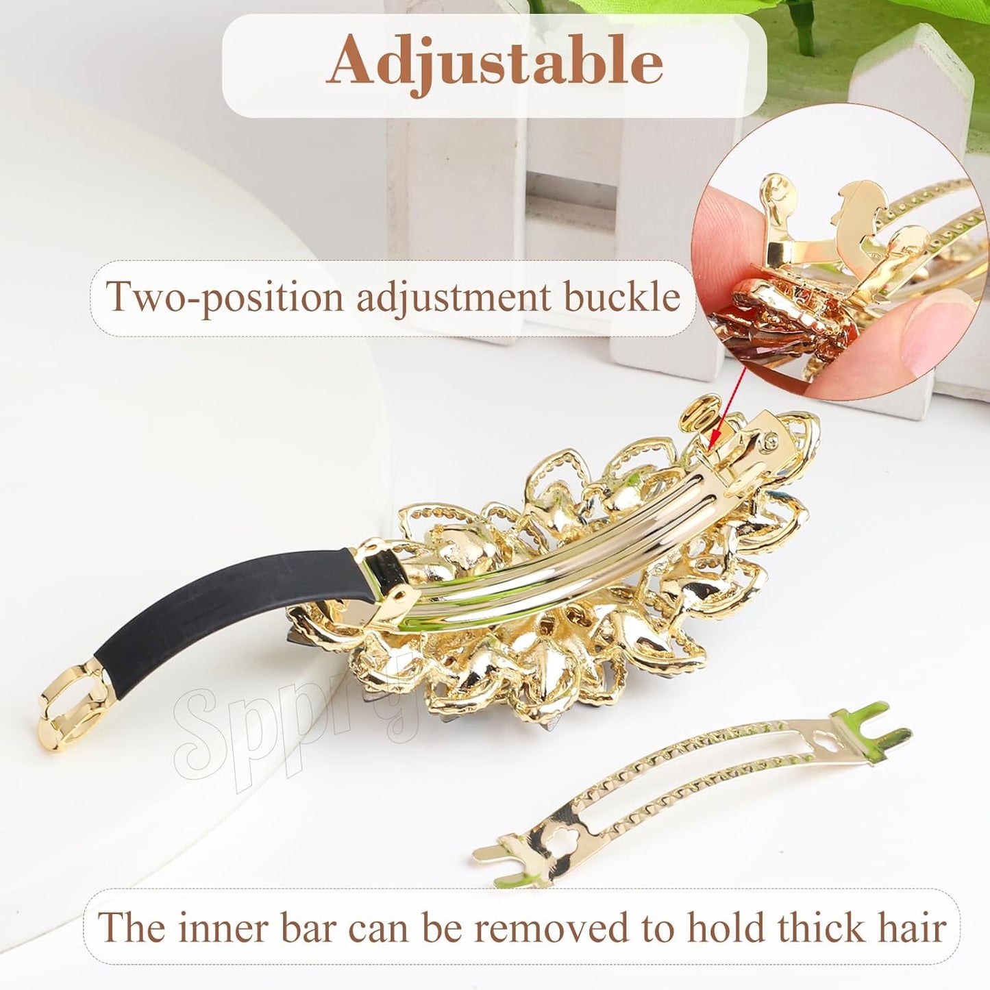 Rhinestone Hair Barrette - Luxury Gold-Plated Large Flower Design | Colorful Women's Hair Accessory
