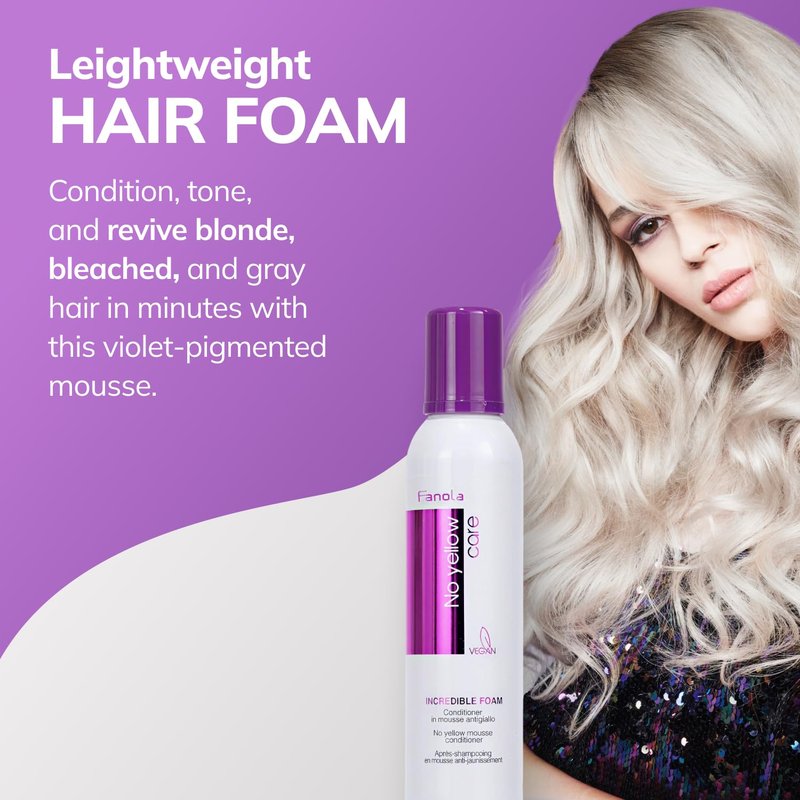 Fanola No Yellow Shampoo Bundle - Purple Shampoo & Incredible Foam for Blonde Hair