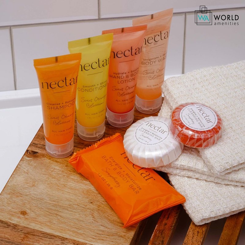 Nectar Bulk Bath & Body Bar - Sweet Orange Blossom | 50 Count, Mini Travel Size Toiletries - Eco-Friendly & Recyclable