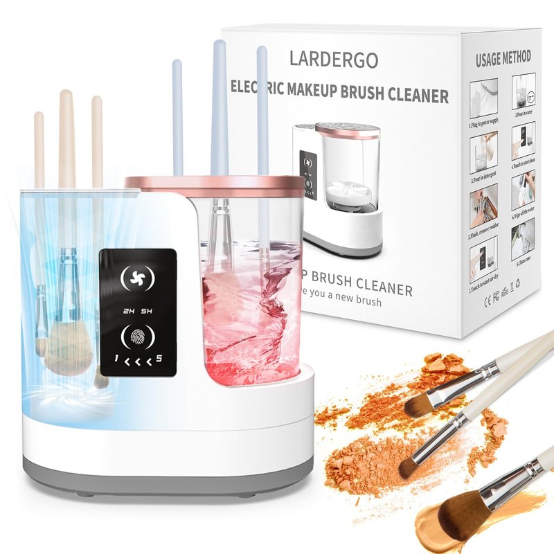 LARDERGO Makeup Brush Cleaner Machine, Ultimate Efficient Electric Automatic Cleaner and Dryer for All Types of Makeup Brushes