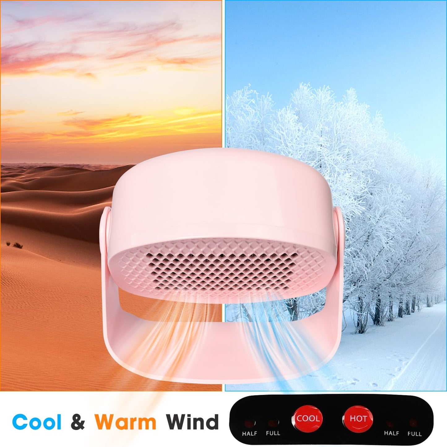 Rotatable Air Nail Dryer, 600W Warm & Cool Wind Blower Dryer for Regular Nail Polish, Multifunctional Nail Polish Fan Blow Dryer for Both Hands and Feet, Home and Salon Use No Harmful (Pink)