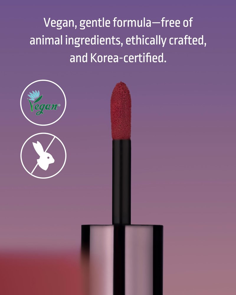 H HEVVY HEVVYMAKEUP Blurring Effect Lip Tint - Airy Velvet Matte Lips - Vegan, Longwear, Vibrant, Buildable Creamy Soft Texture - Korean Lip Makeup, Bloody Kiss, 0.13 fl.oz.